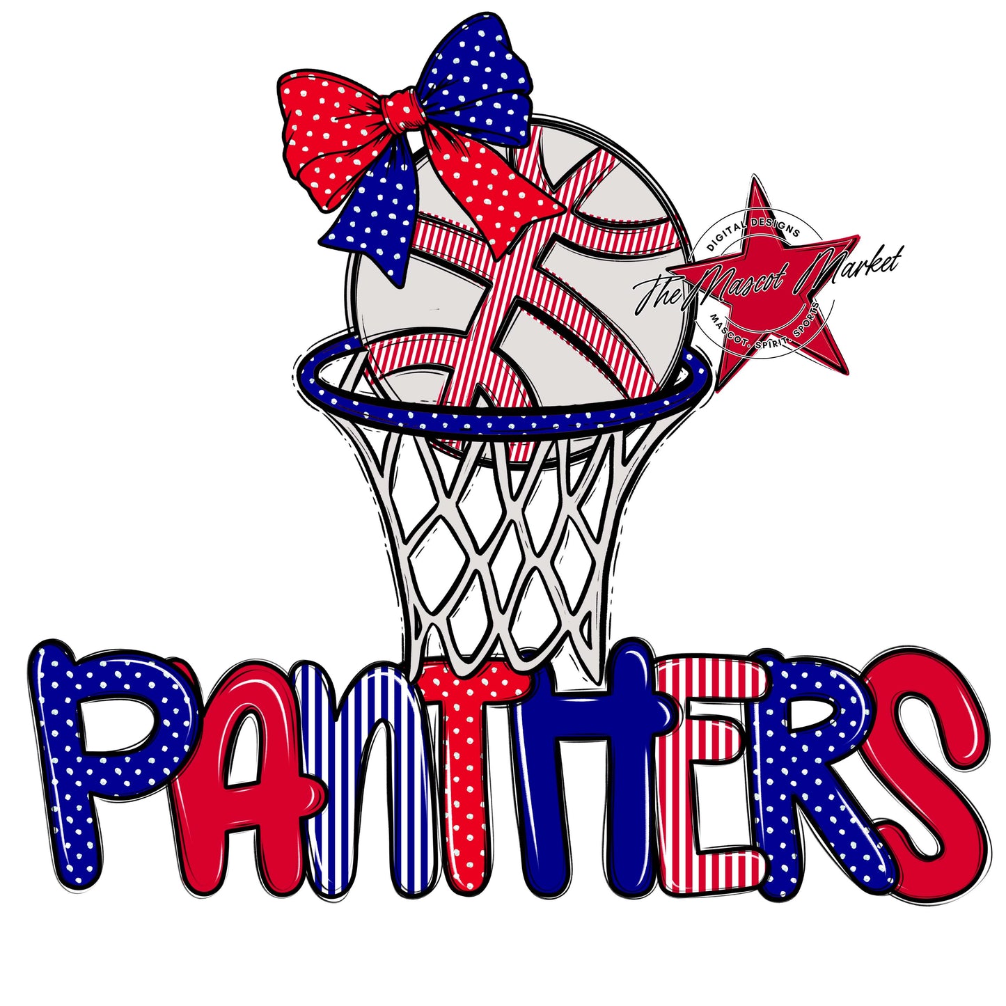 Panthers Basketball Spirit Design-Blue & Red