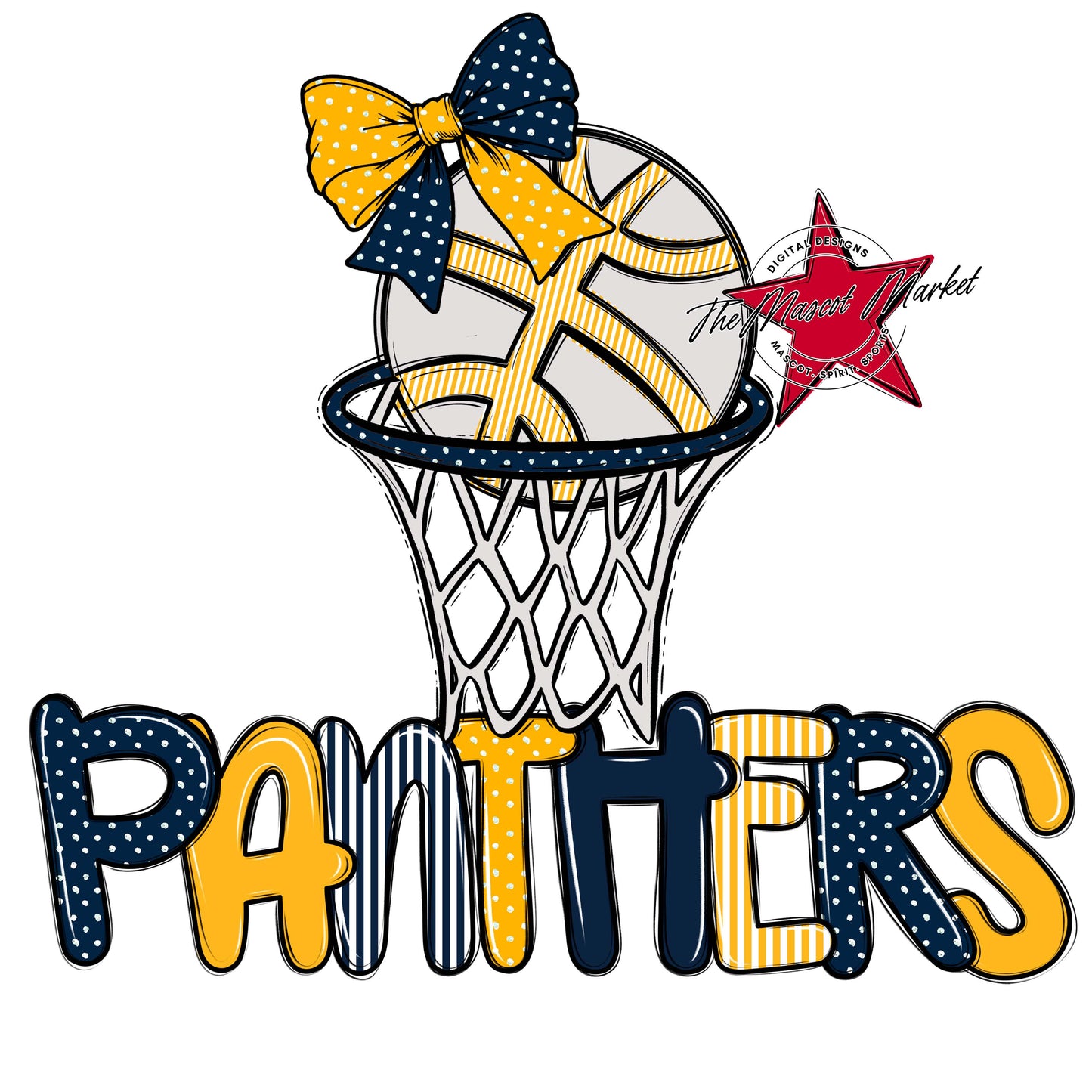 Panthers Basketball Spirit Design-Navy & Yellow