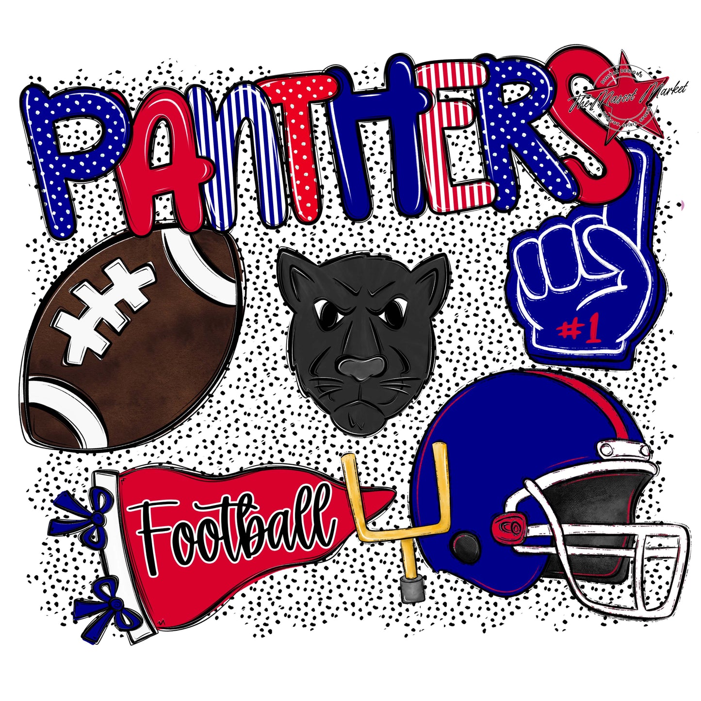 Panthers Football Spirit-Blue & Red