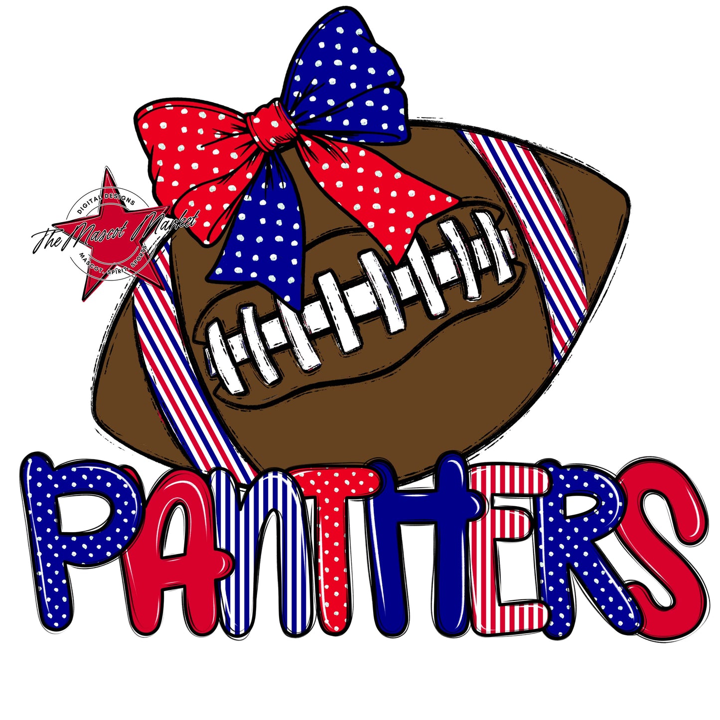 Panthers Football Spirit Design-Blue & Red
