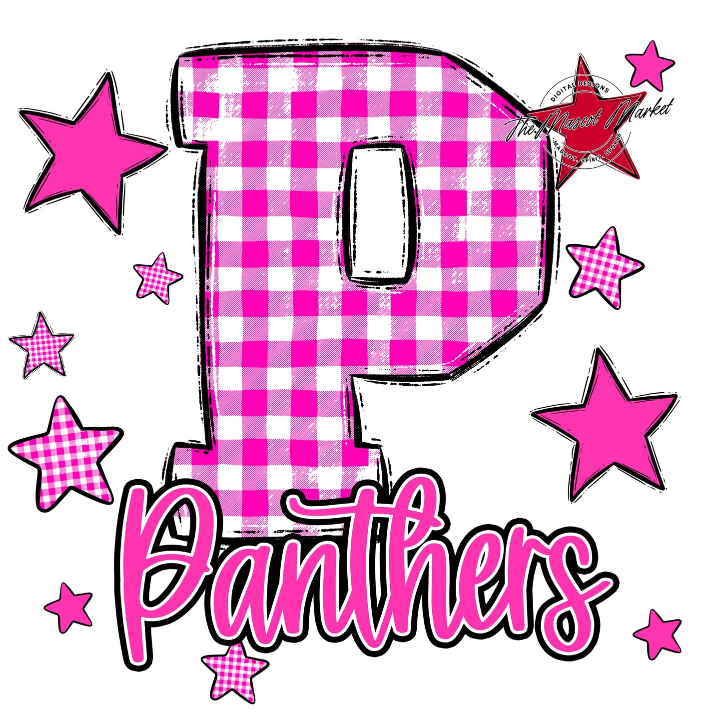 Panthers Plaid Star Design-Pink