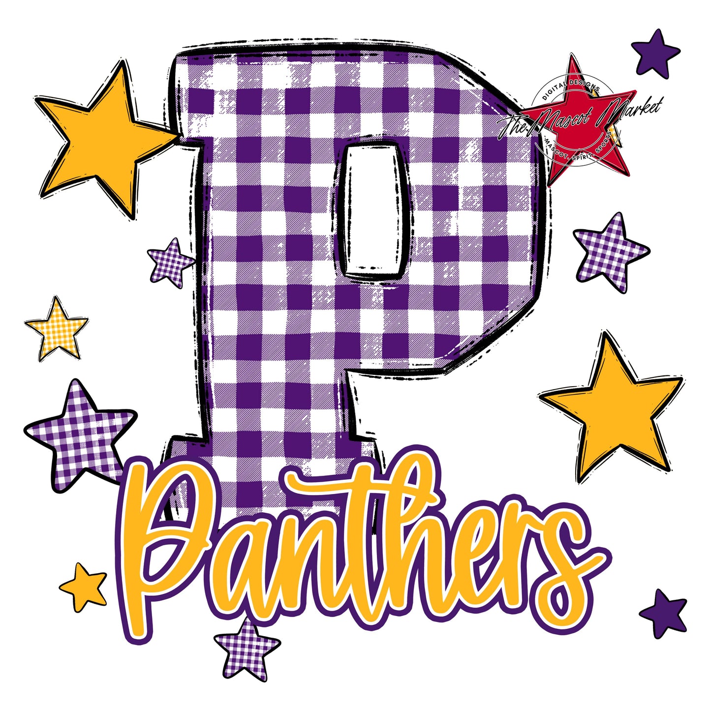 Panthers Plaid Star Design-Purple & Yellow