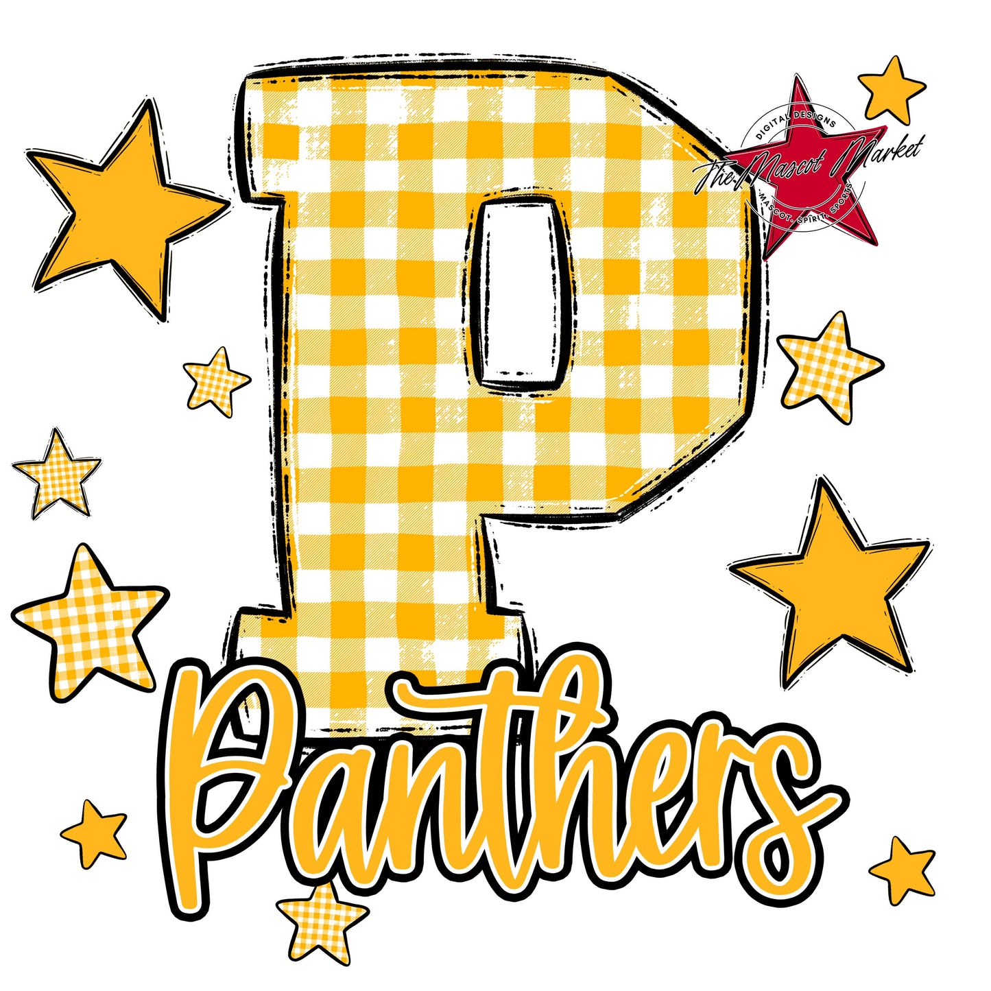 Panthers Plaid Star Design-Yellow