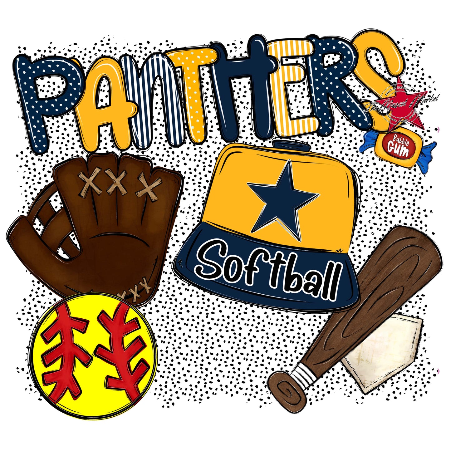 Panthers Softball Spirit-Navy & Yellow