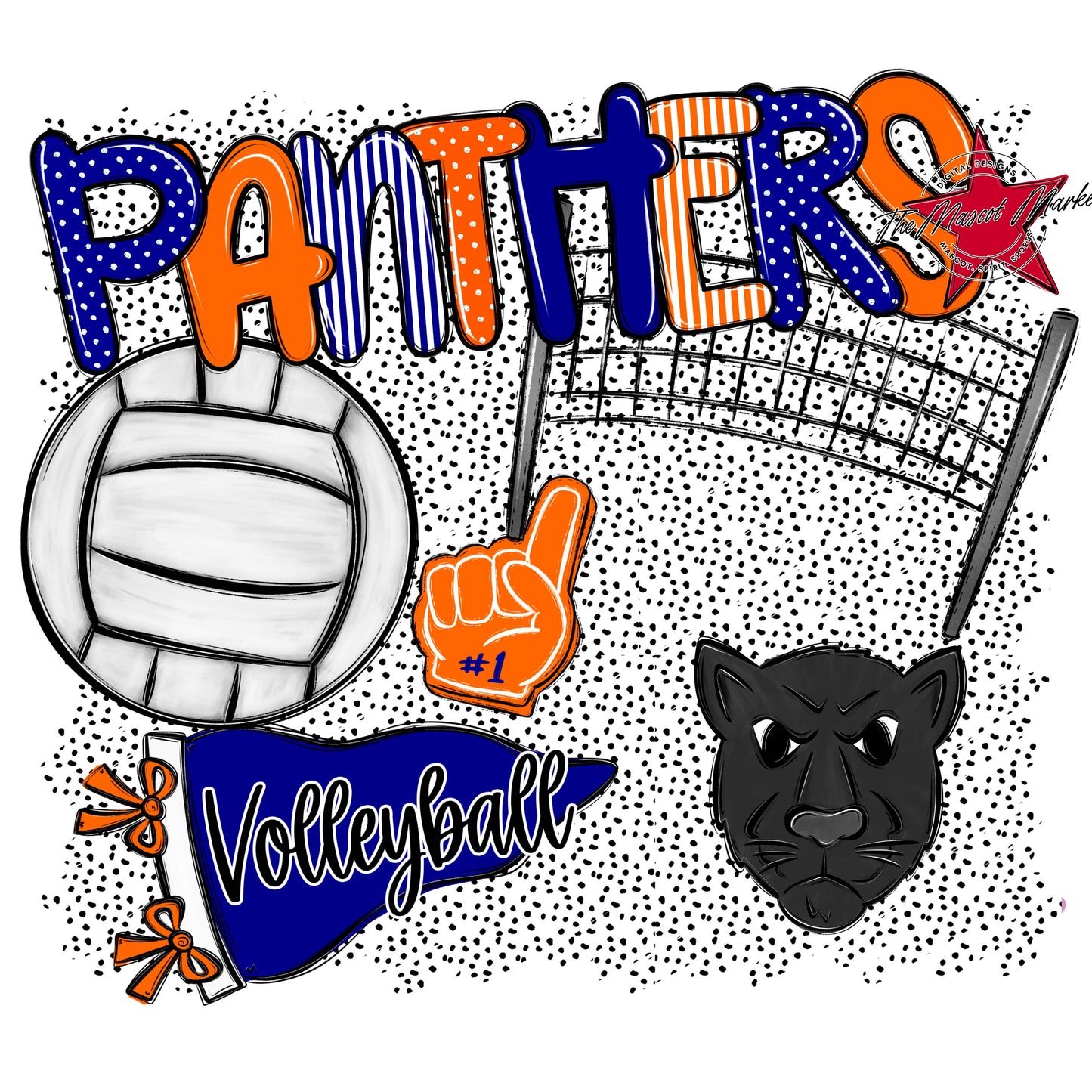 Panthers Volleyball Spirit-Blue & Orange