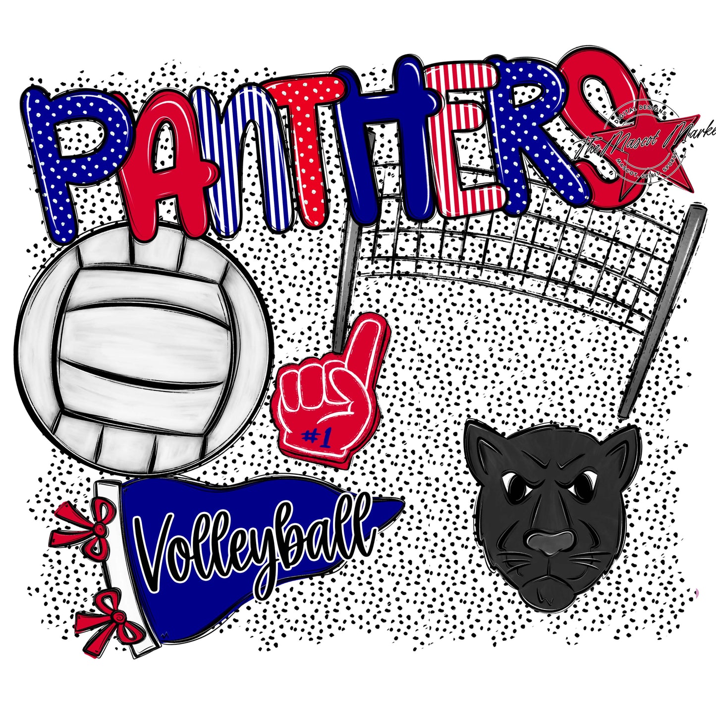 Panthers Volleyball Spirit-Blue & Red
