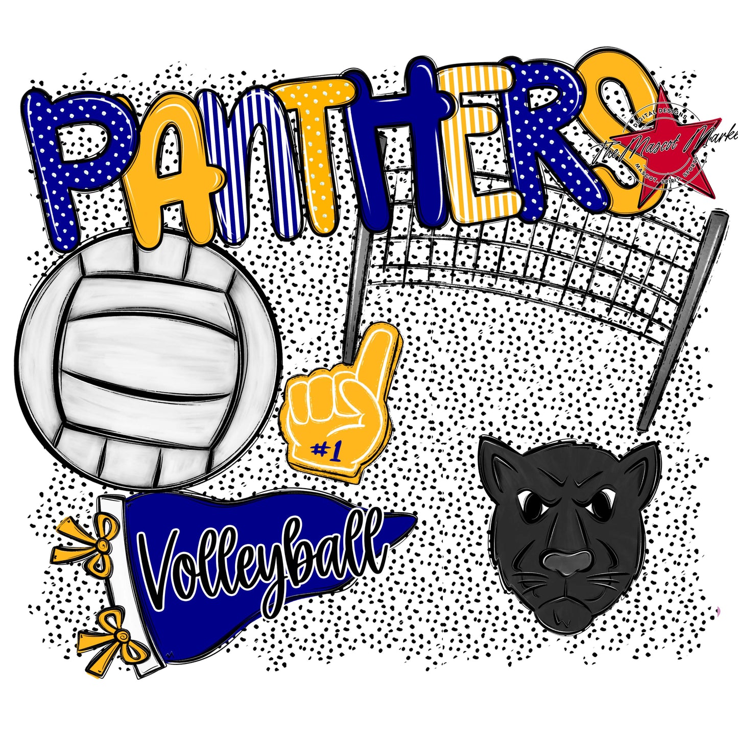 Panthers Volleyball Spirit-Blue & Yellow