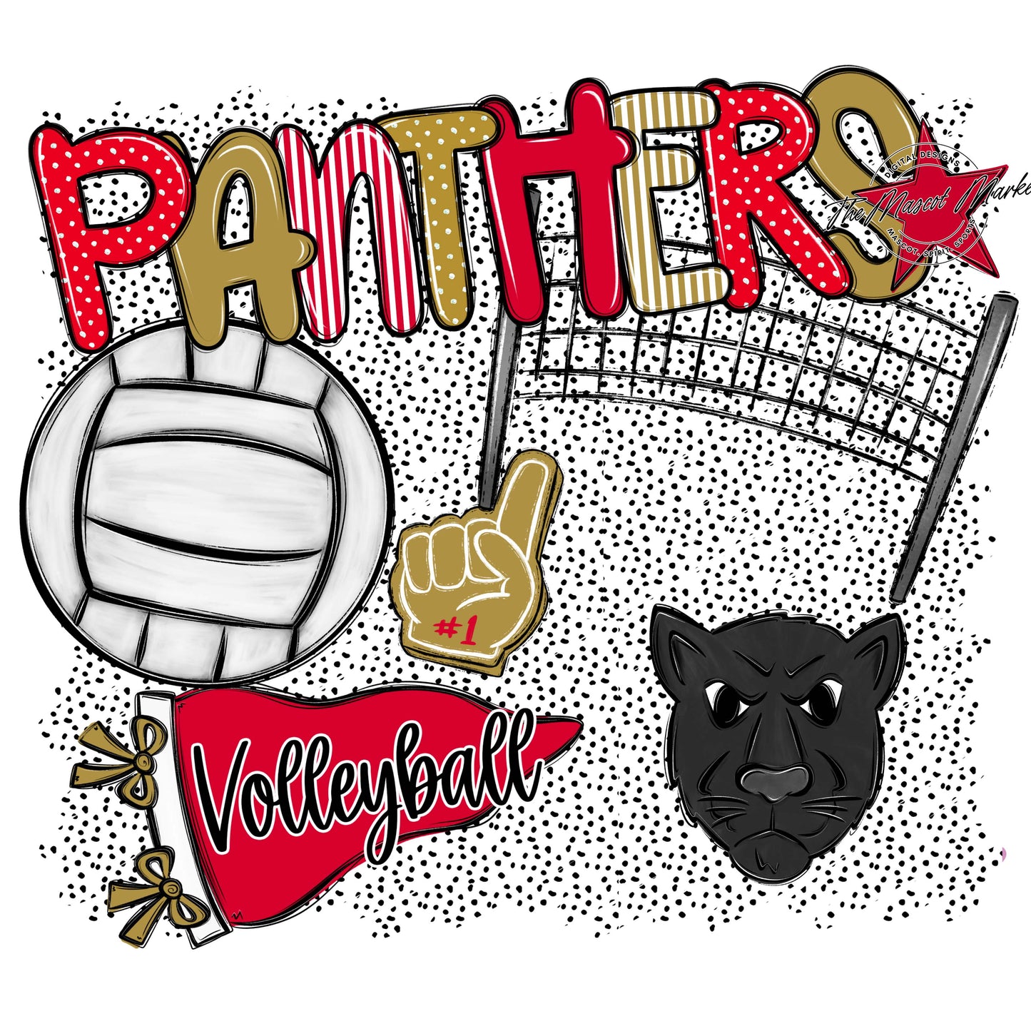Panthers Volleyball Spirit-Red & Gold