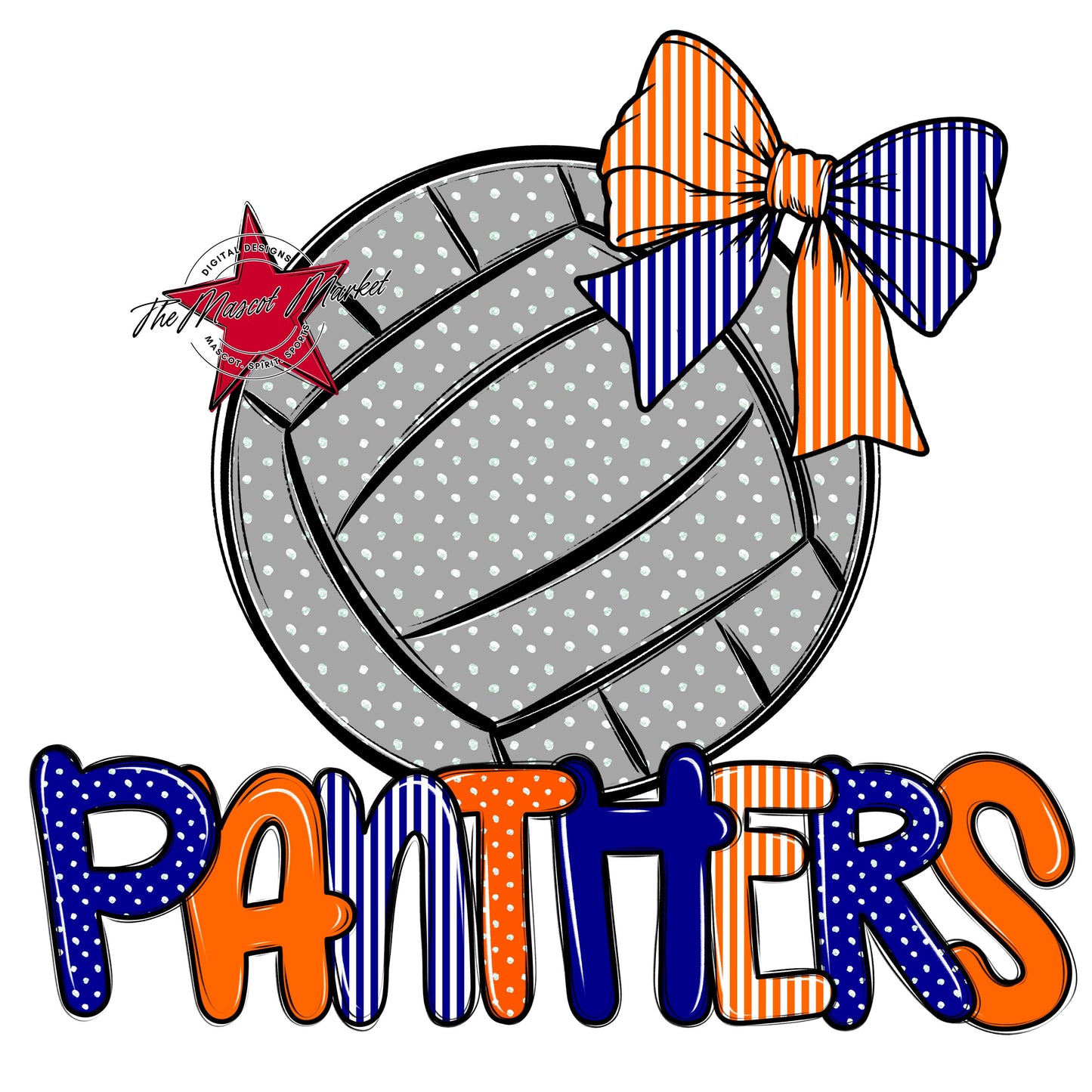 Panthers Volleyball Spirit Design-Blue & Orange