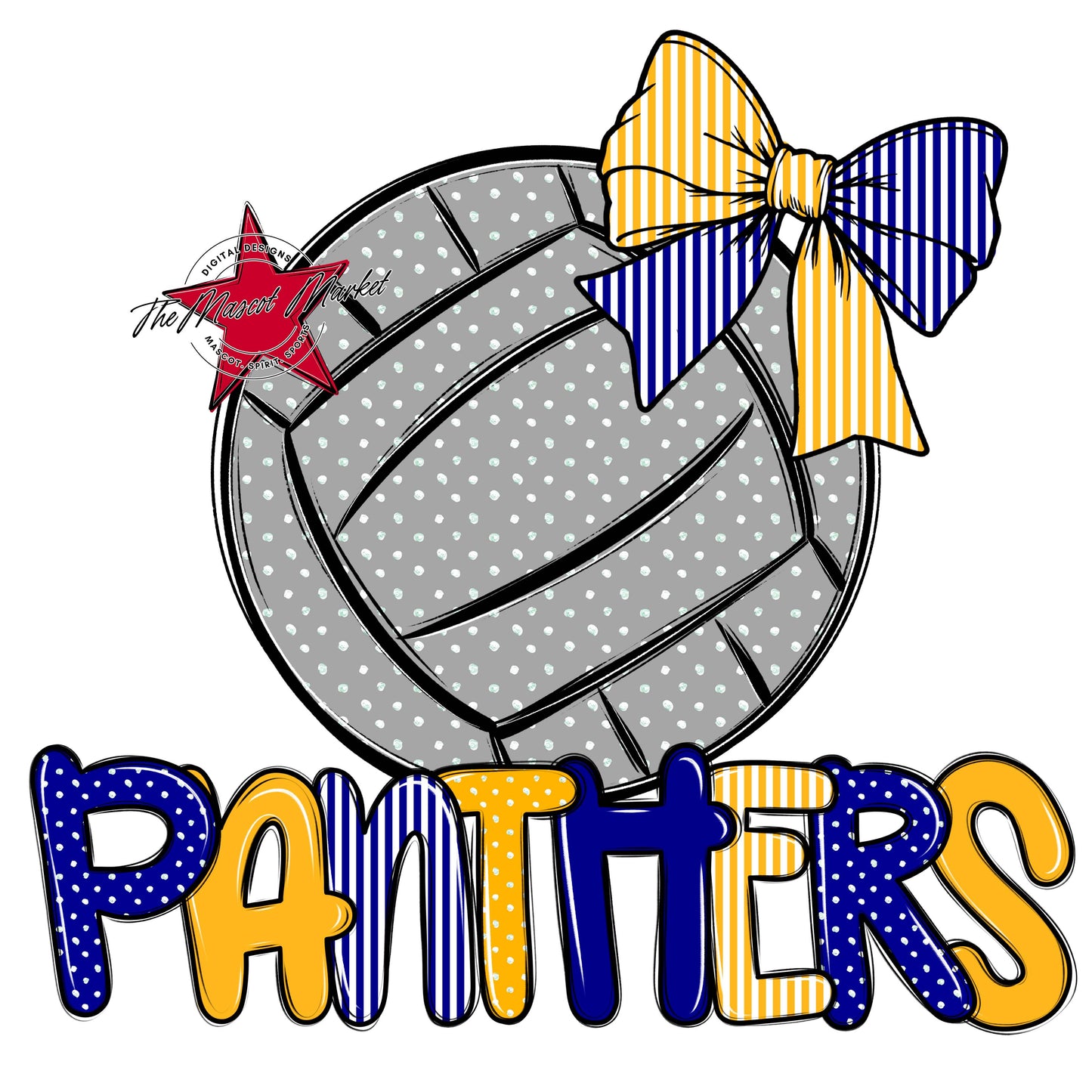 Panthers Volleyball Spirit Design-Blue & Yellow