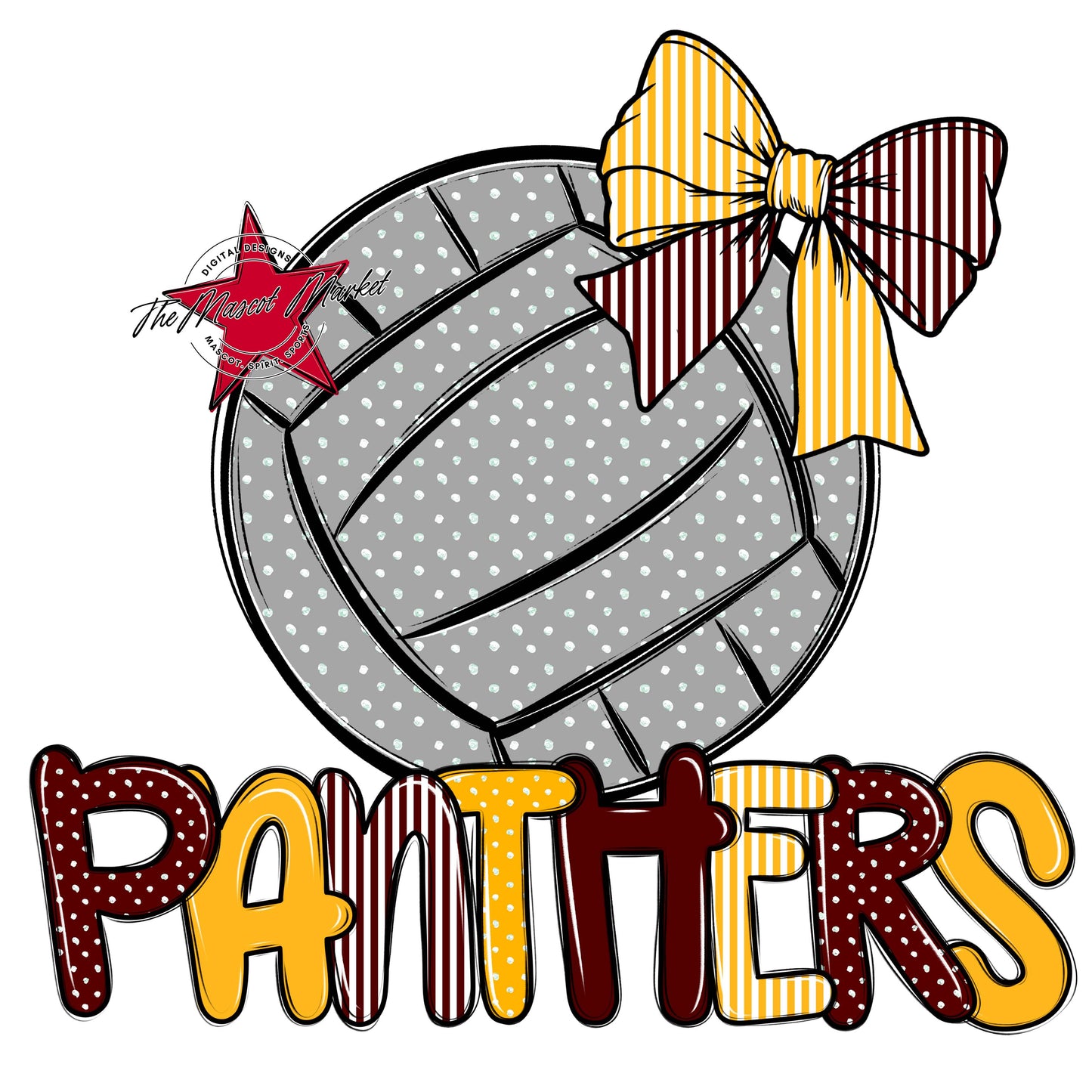 Panthers Volleyball Spirit Design-Maroon & Yellow