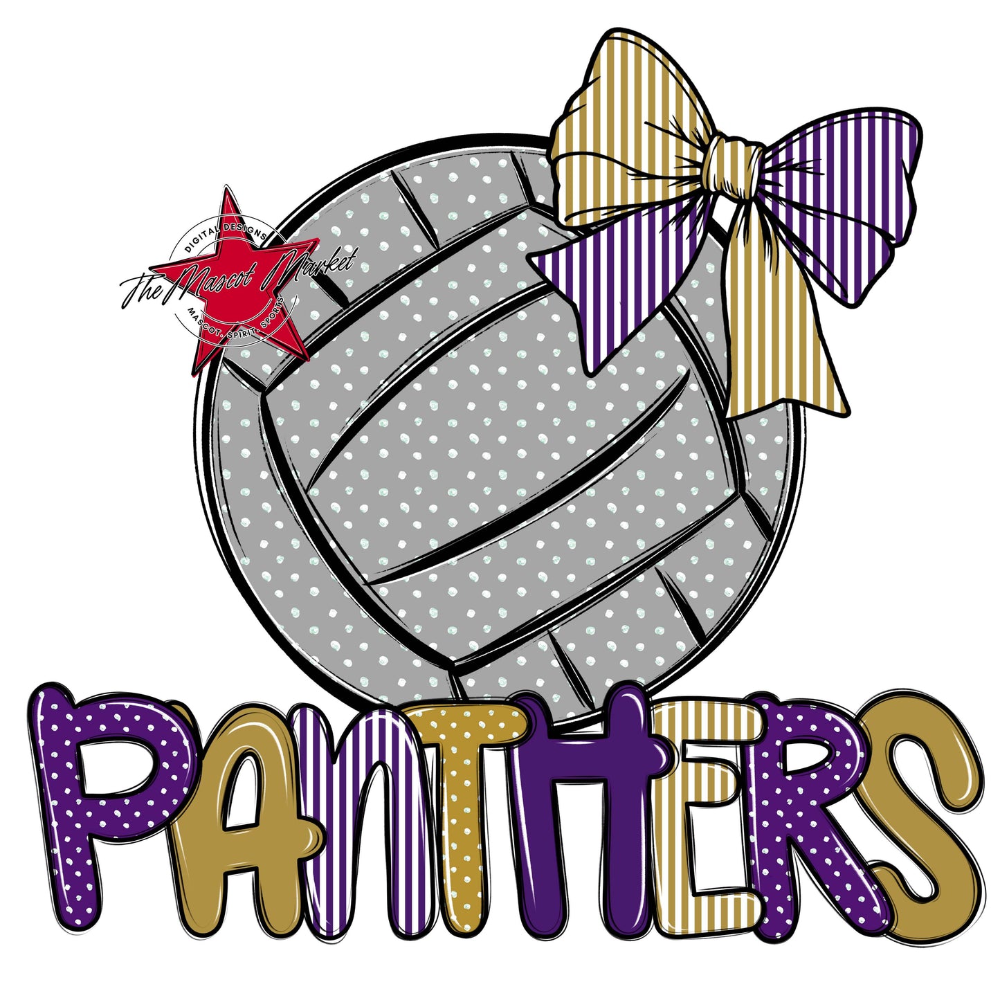 Panthers Volleyball Spirit Design-Purple & Gold