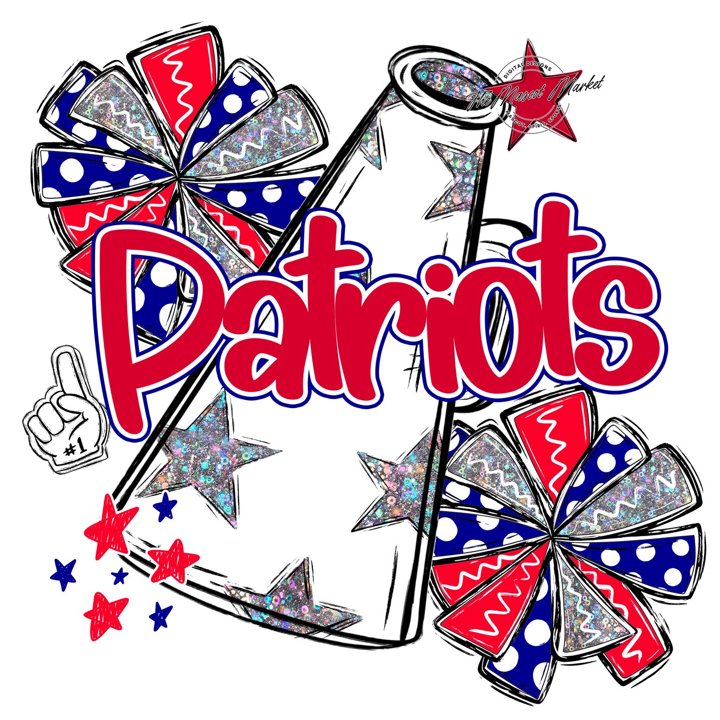 Patriots Alpha Megaphone Design-Blue-Red