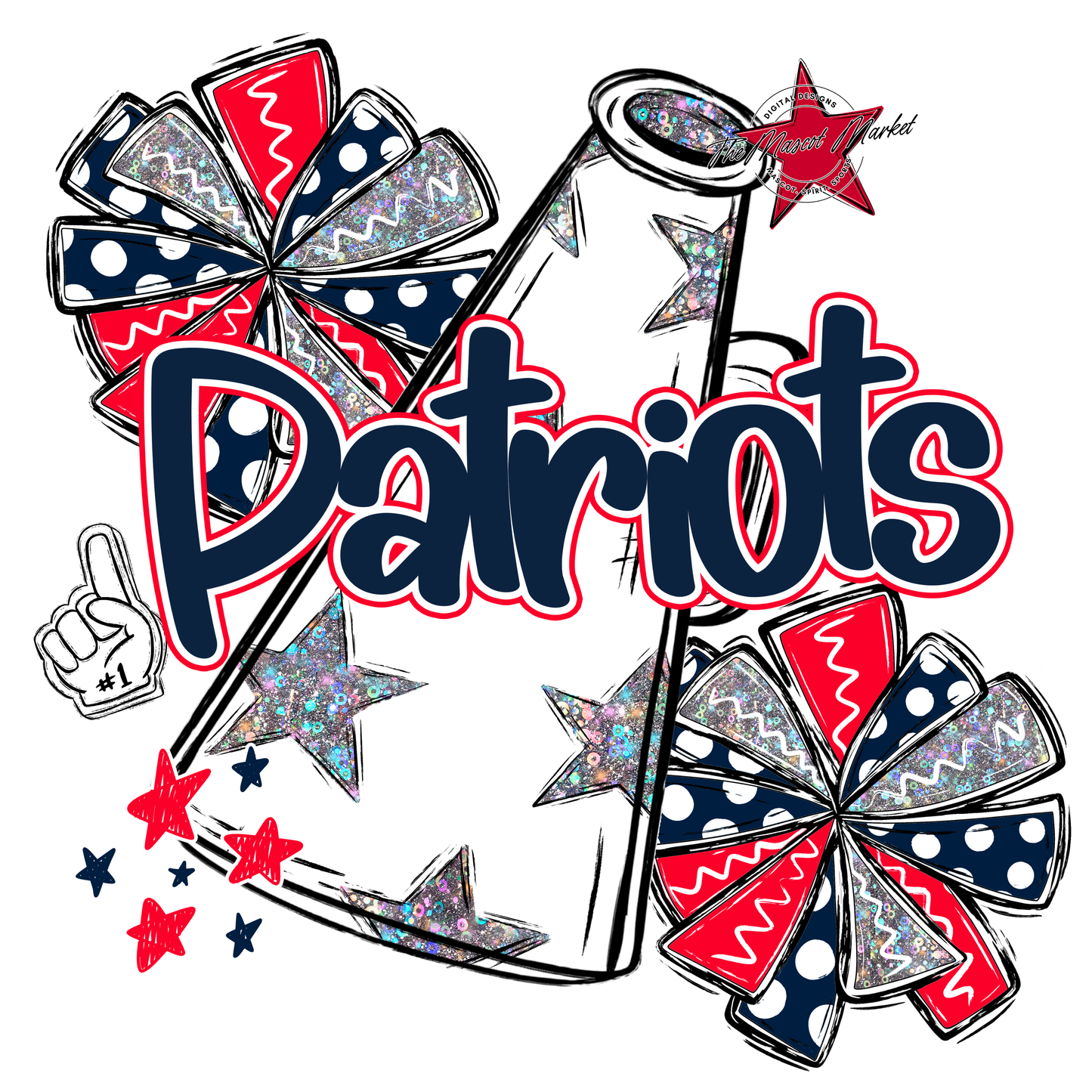 Patriots Alpha Megaphone Design-Navy-Red