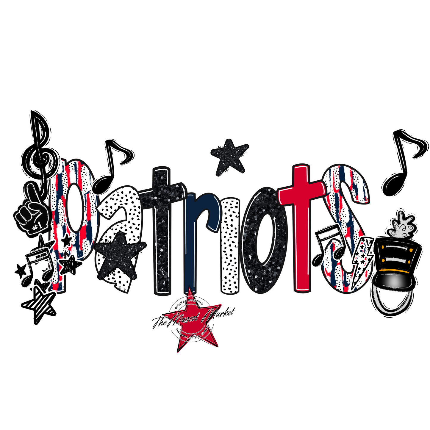 Patriots Band Scrape-Navy-Red