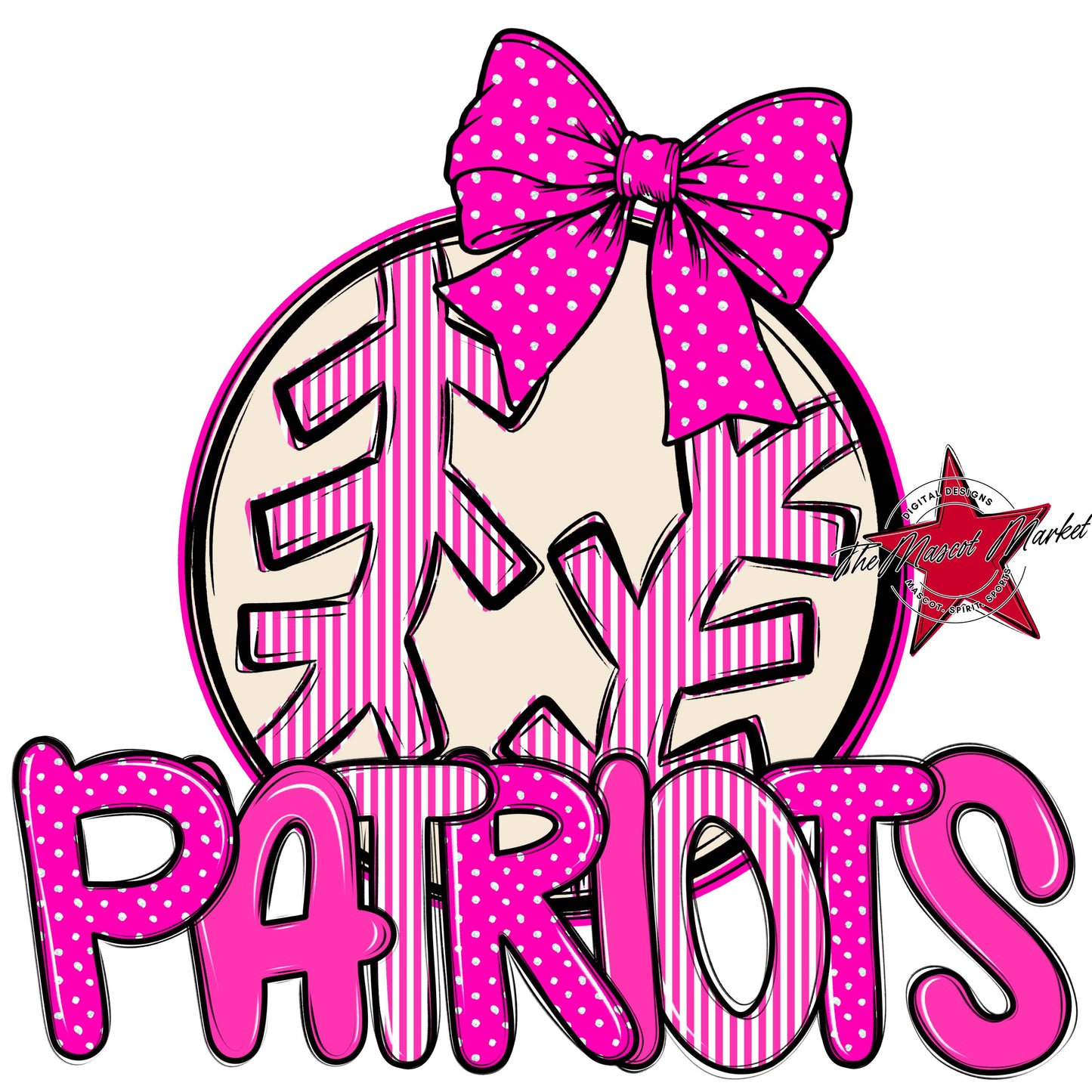 Patriots Baseball-Softball Spirit Design-Pink