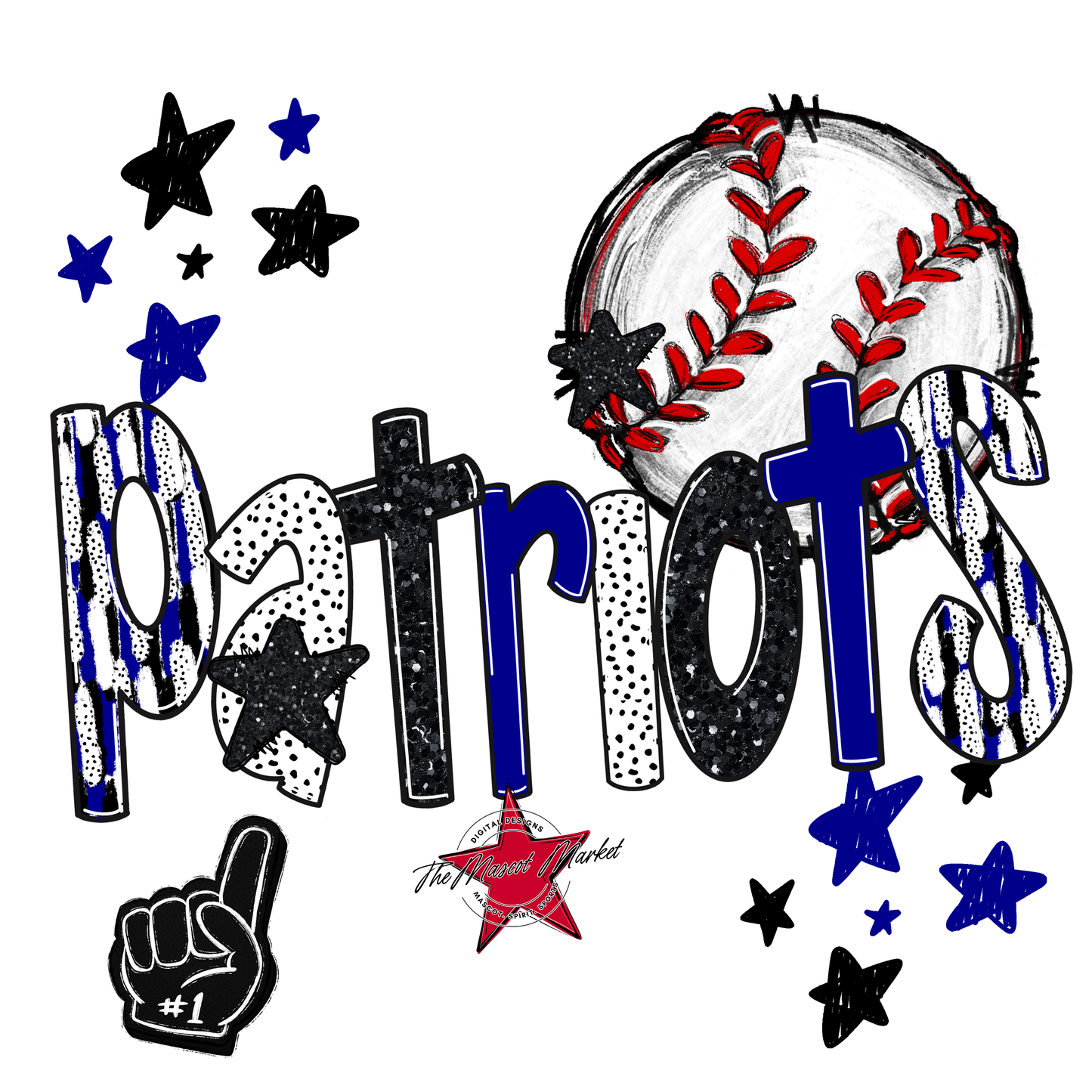 Patriots Baseball Scrape-Blue