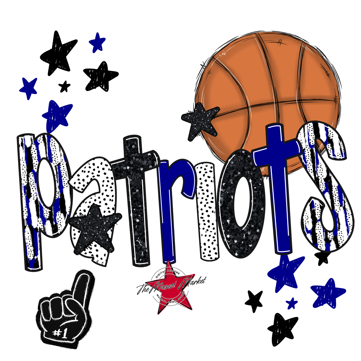Patriots Basketball Scrape-Blue