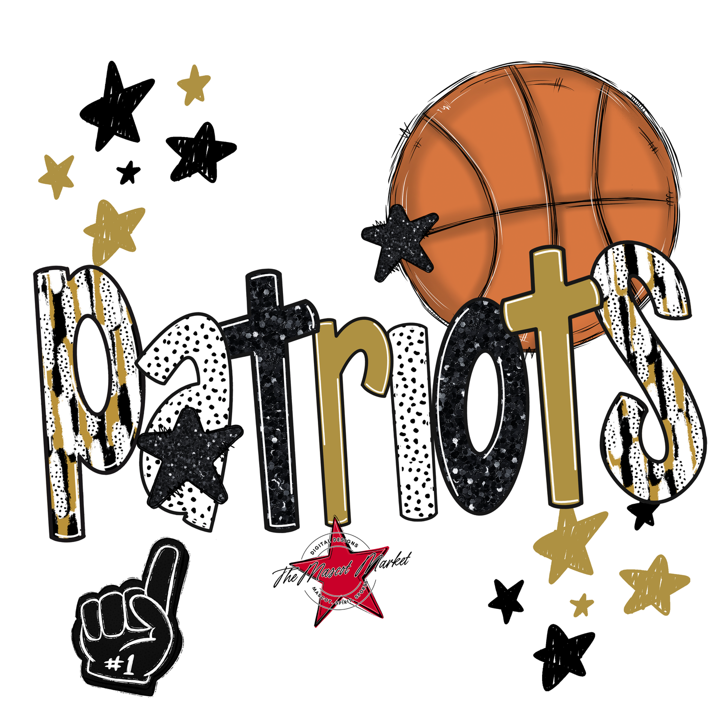 Patriots Basketball Scrape-Gold