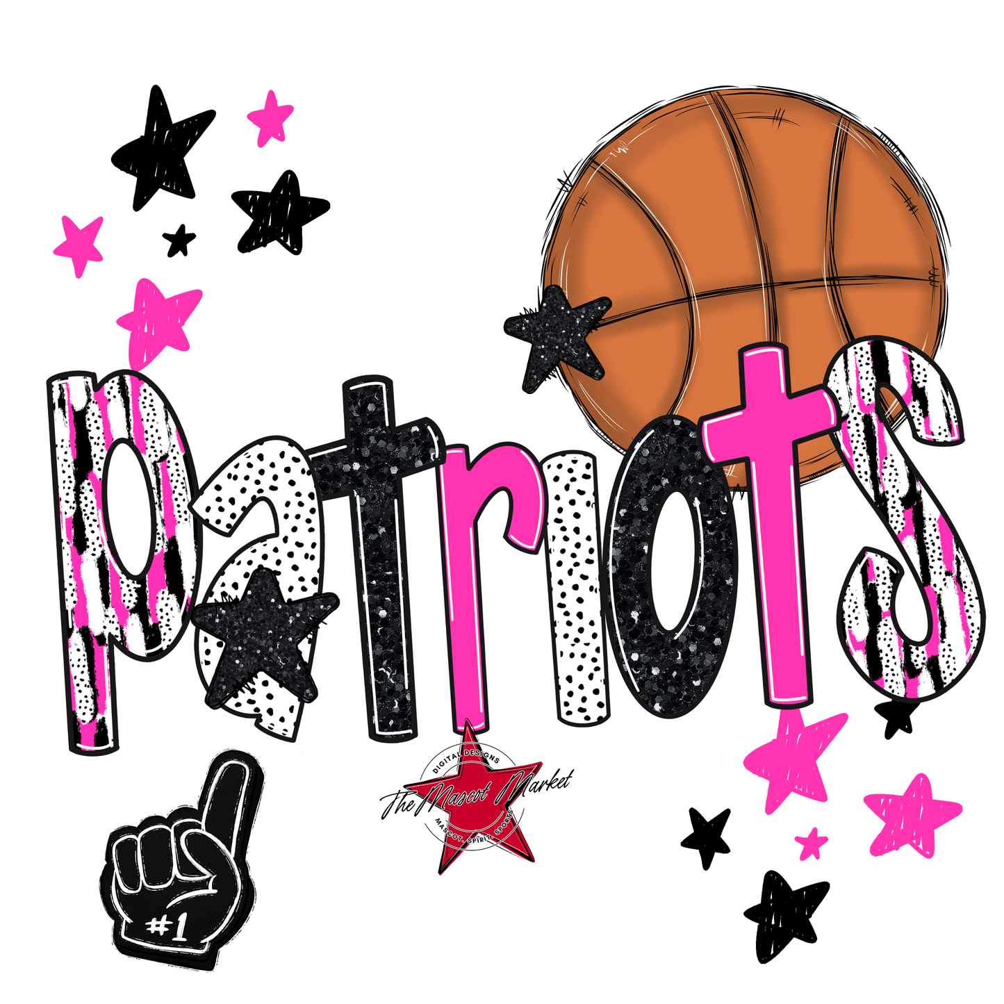 Patriots Basketball Scrape-Pink