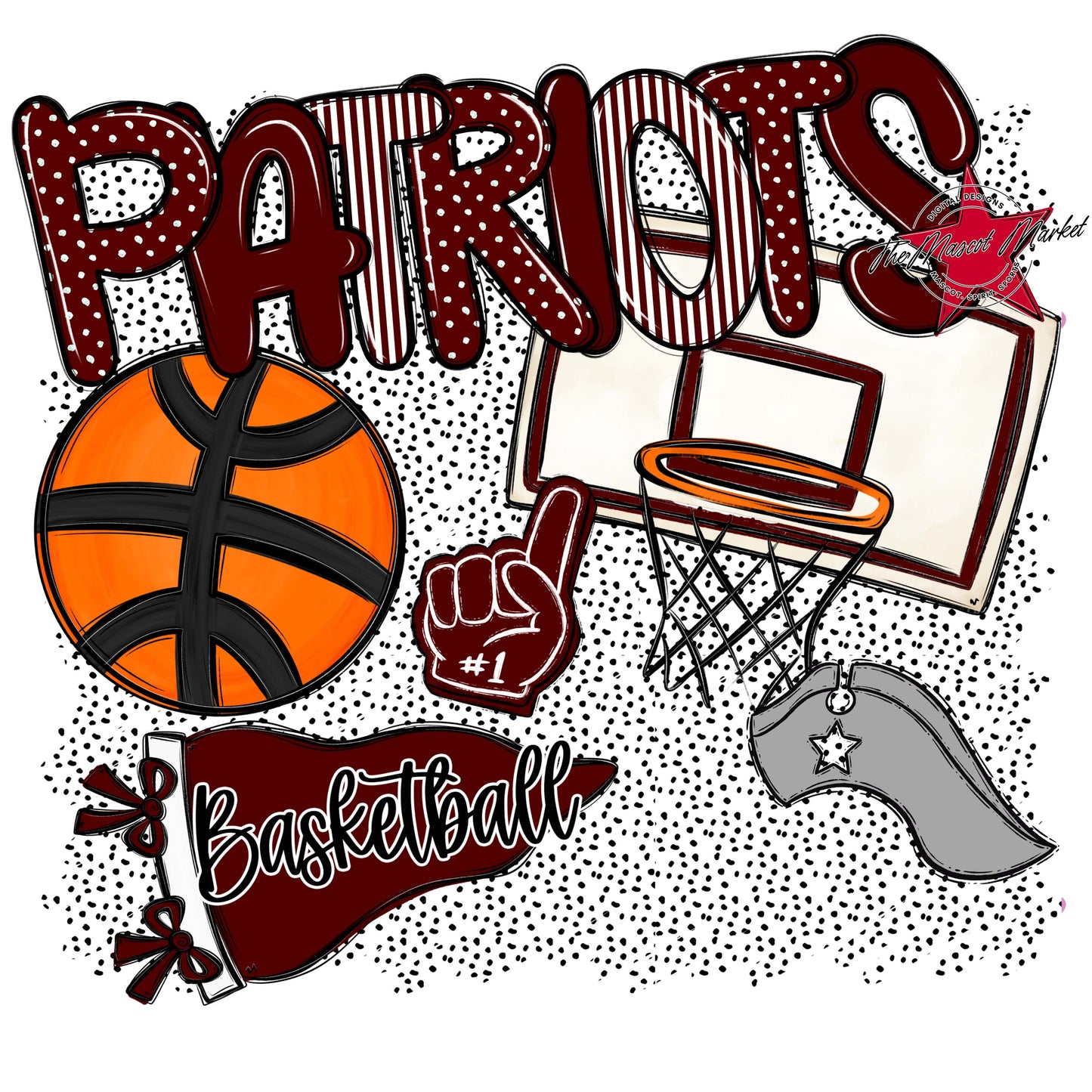 Patriots Basketball Spirit-Maroon