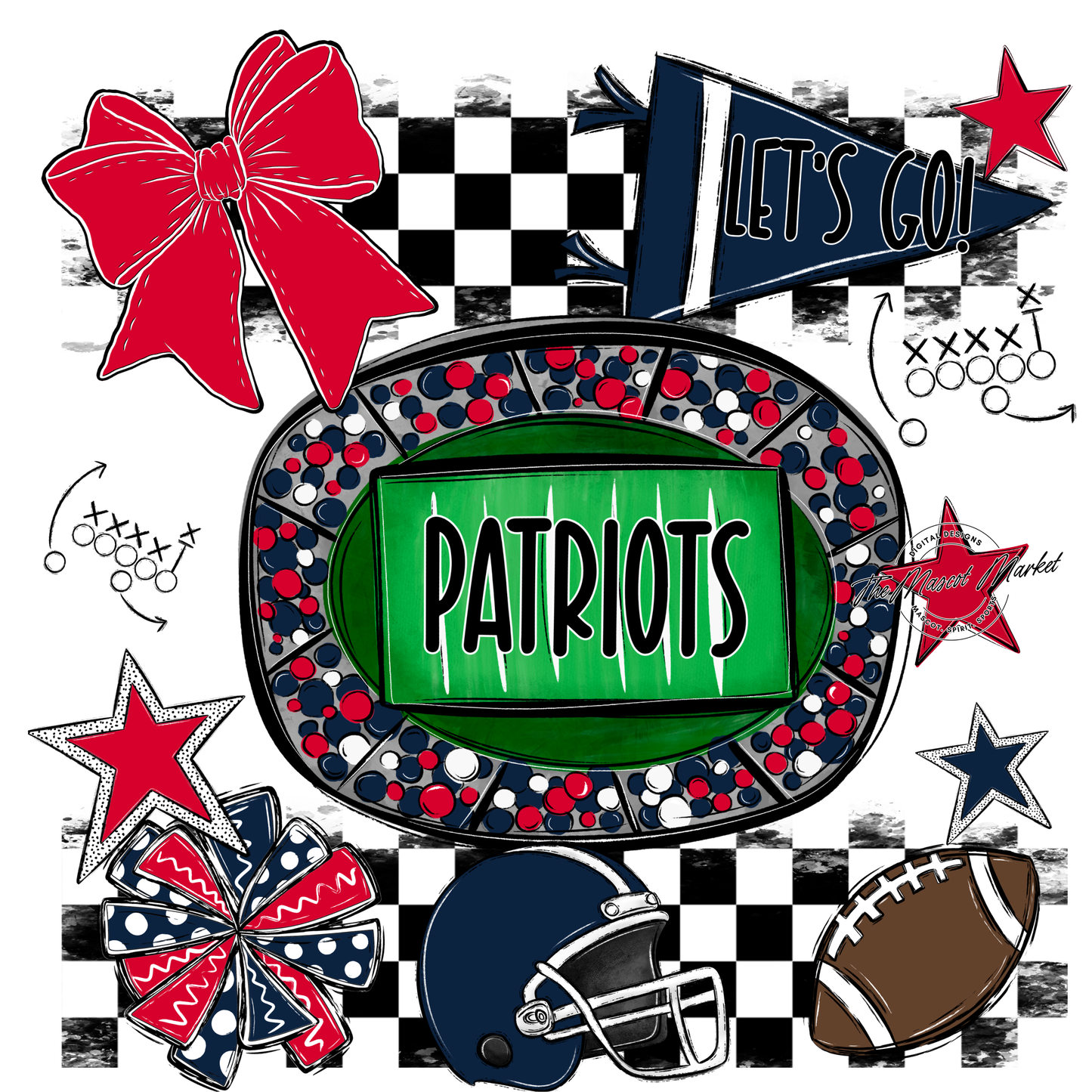 Patriots Checkers Spirit Design-Navy-Red