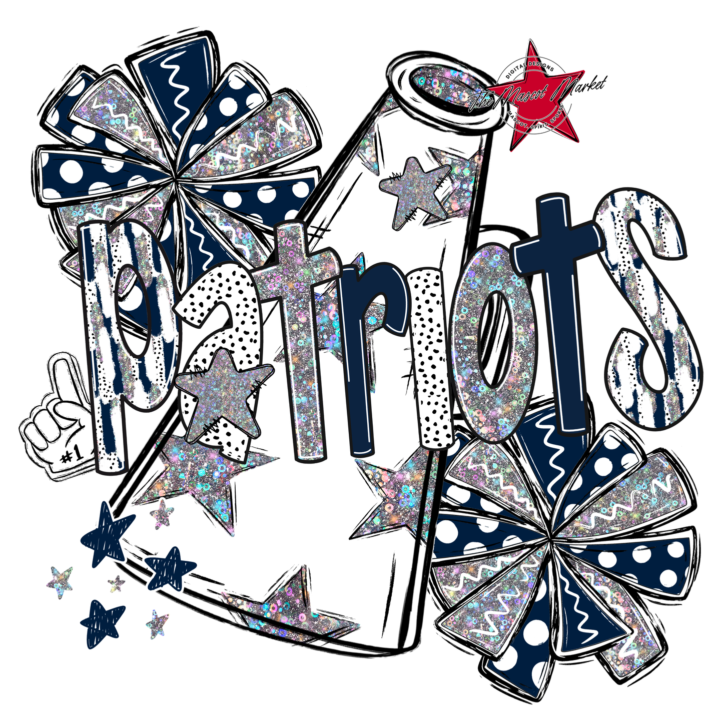 Patriots Cheer Megaphone Scrape-Navy