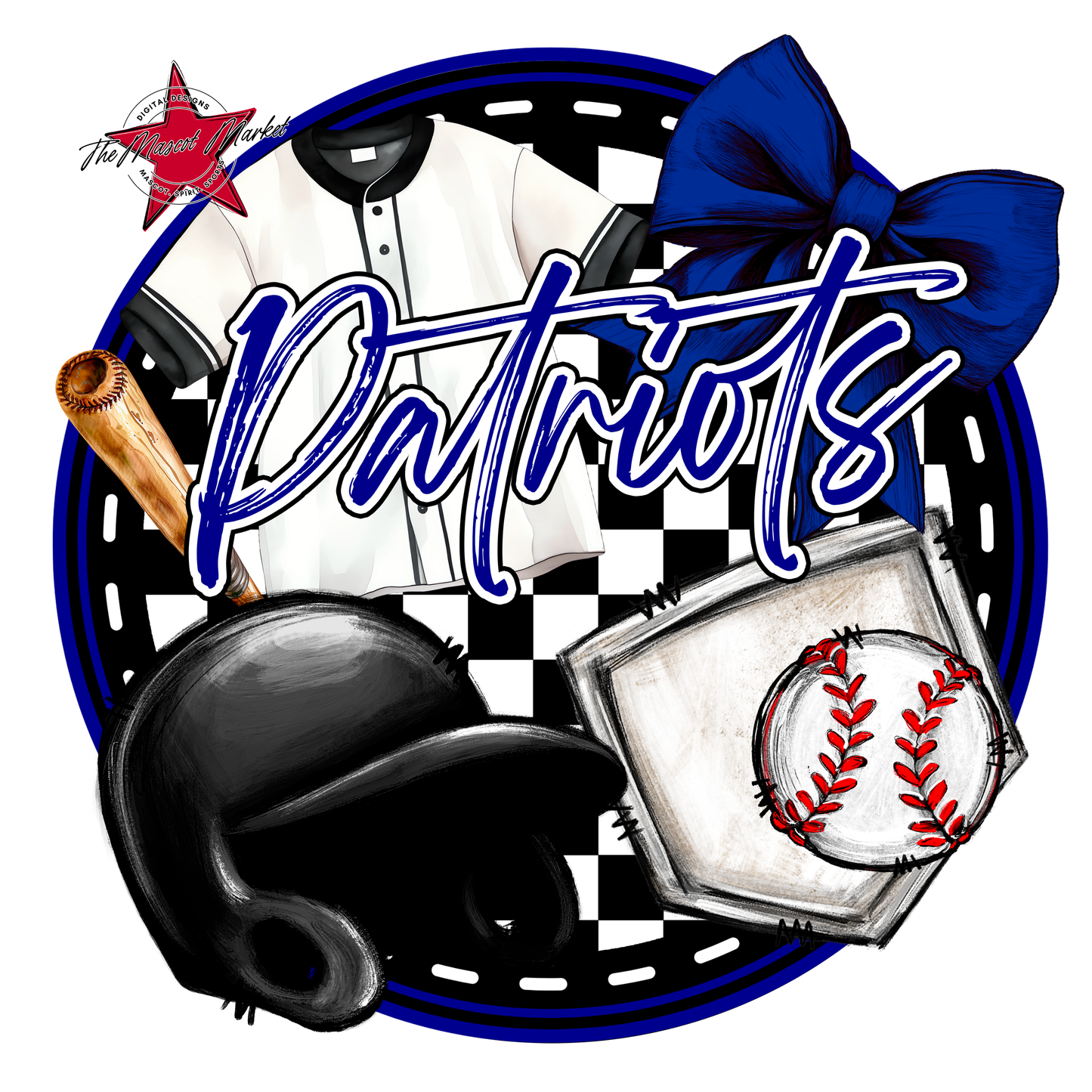 Patriots Circle Baseball Design-Blue