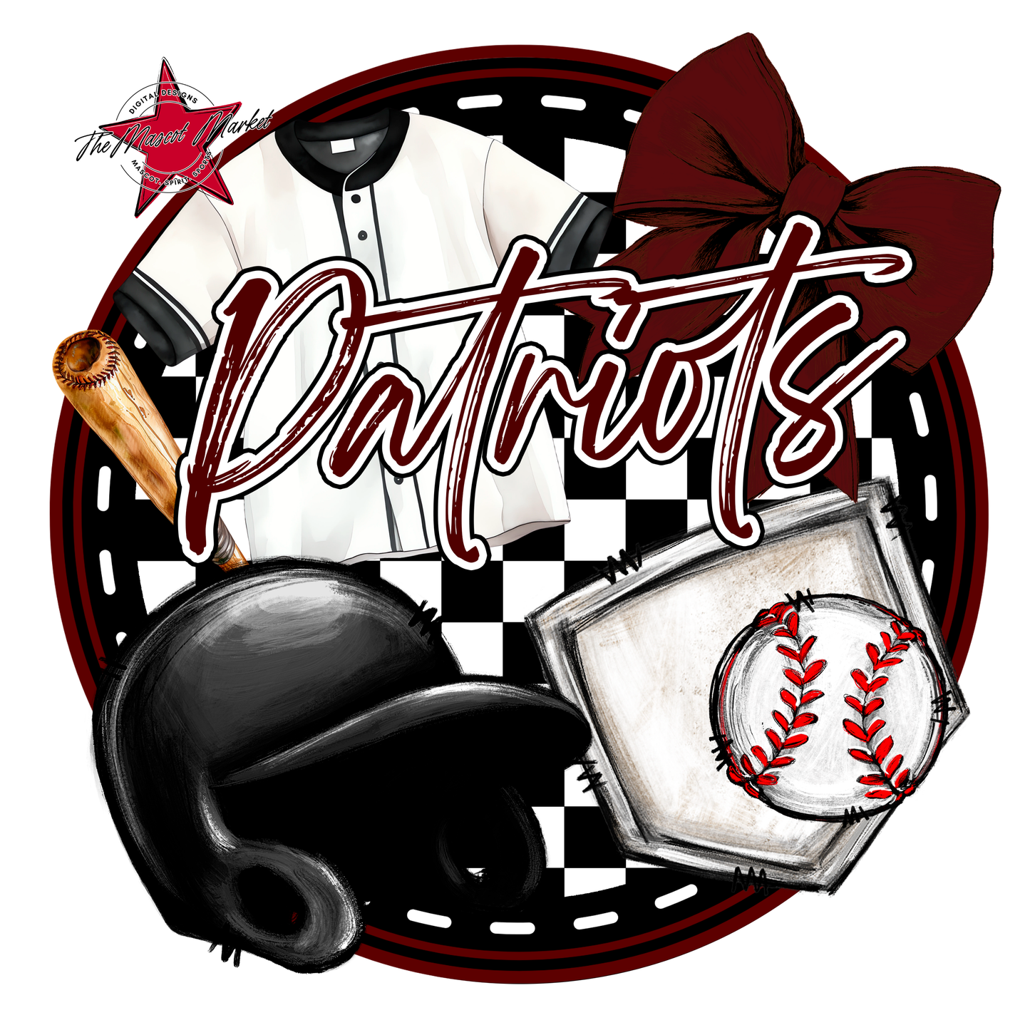 Patriots Circle Baseball Design-Maroon