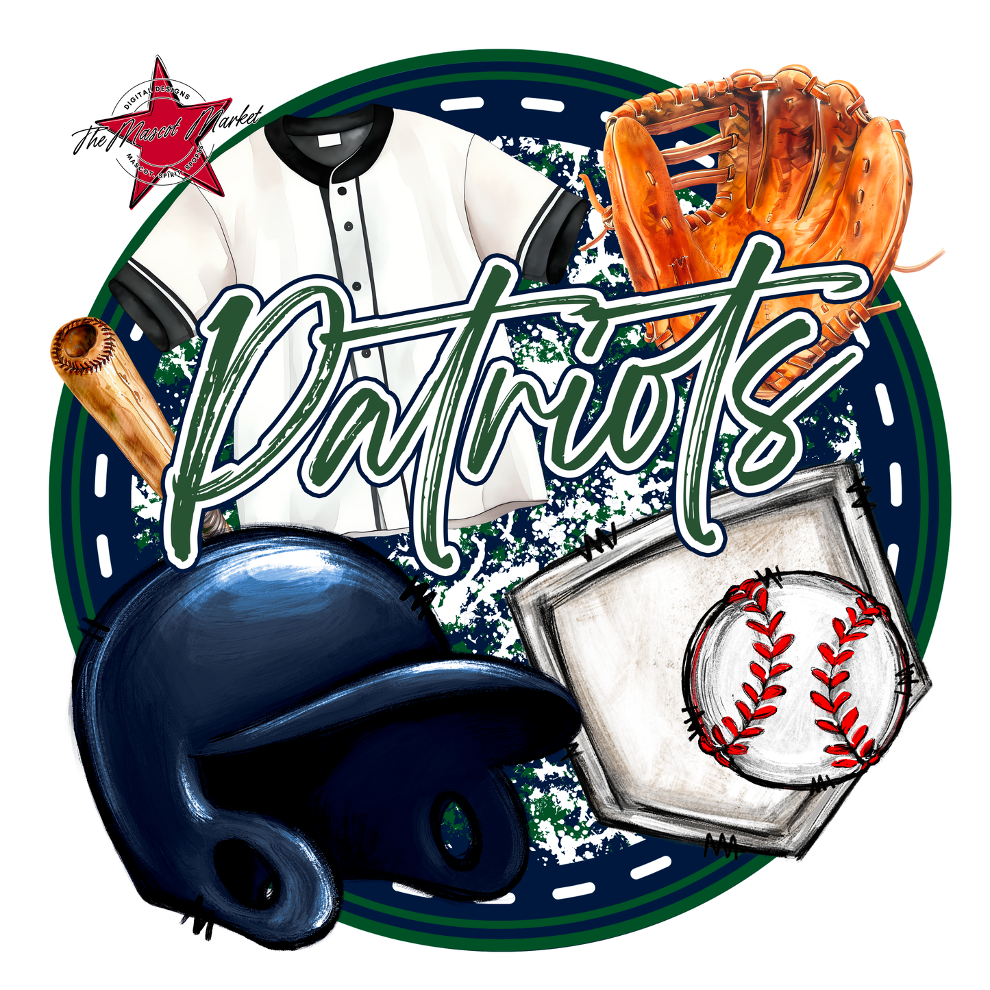 Patriots Circle Baseball Design-Navy-Green