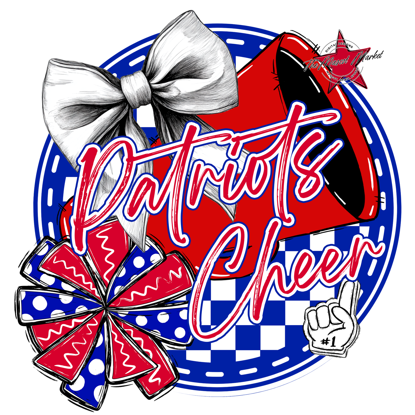 Patriots Circle Cheer Design-Blue-Red
