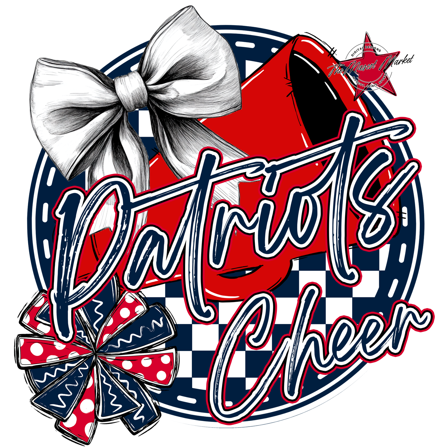 Patriots Circle Cheer Design-Navy-Red