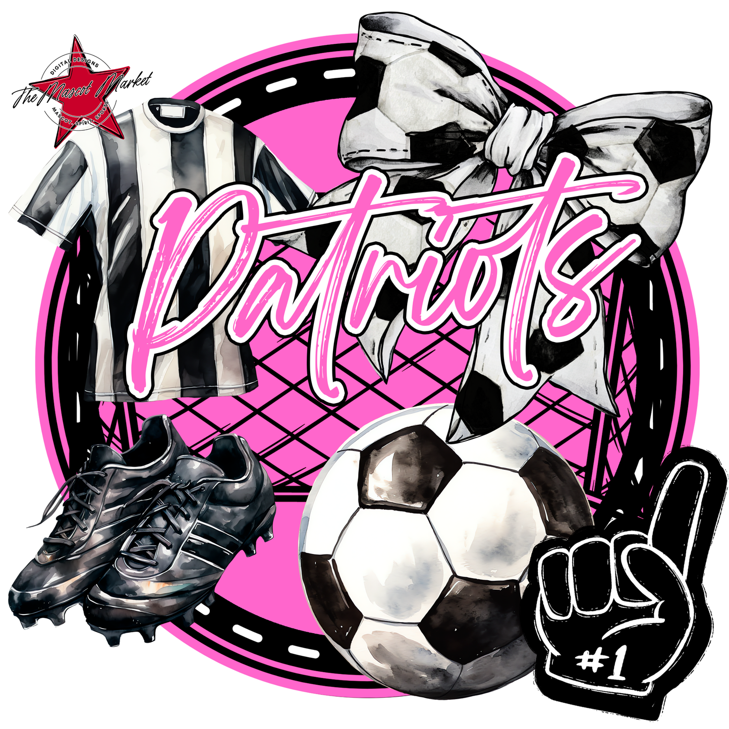 Patriots Circle Soccer Design-Baby Pink