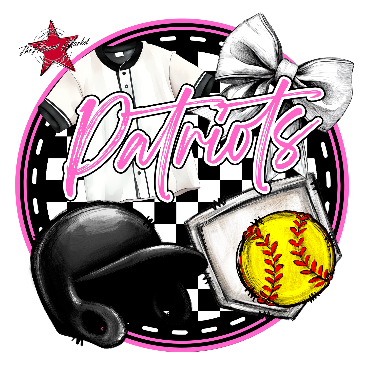 Patriots Circle Softball Design-Baby Pink
