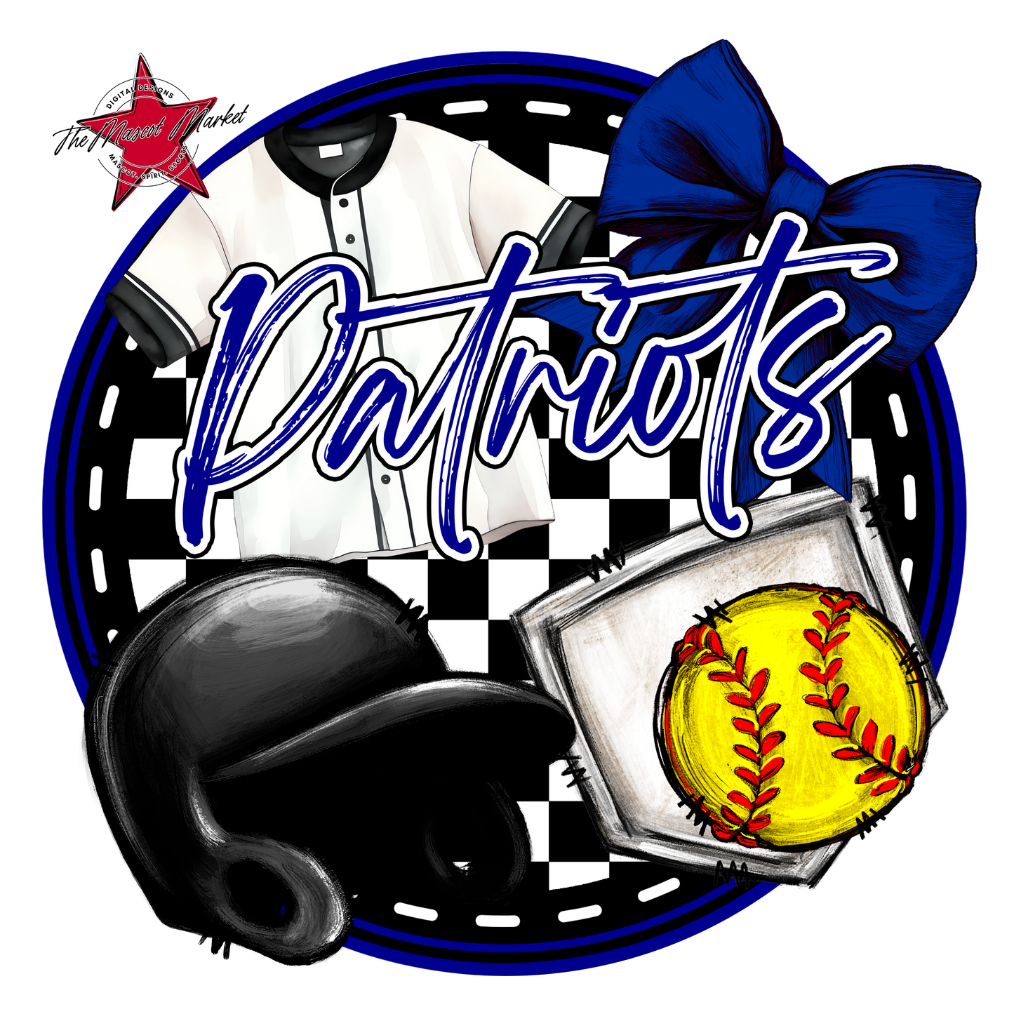 Patriots Circle Softball Design-Blue