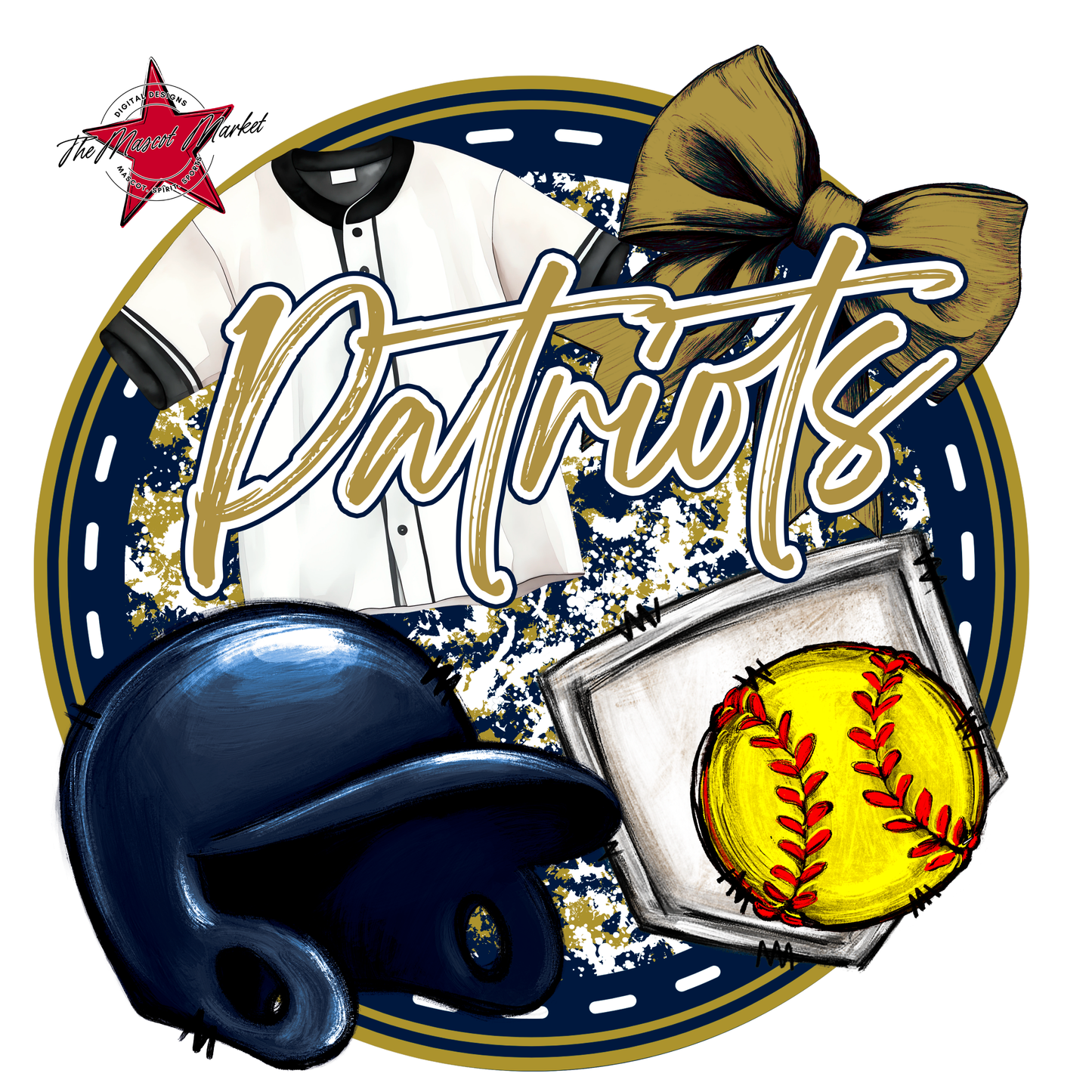 Patriots Circle Softball Design-Navy-Gold