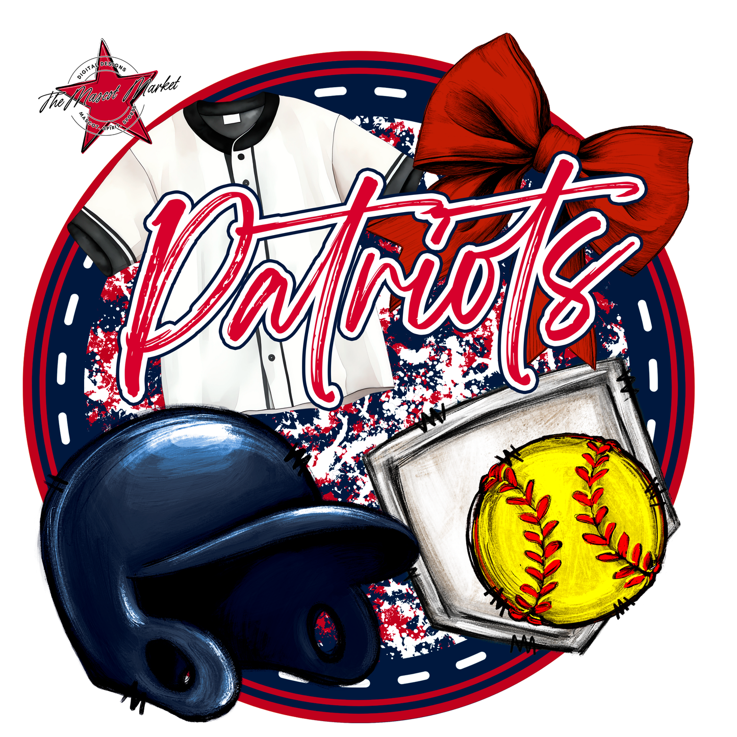 Patriots Circle Softball Design-Navy-Red