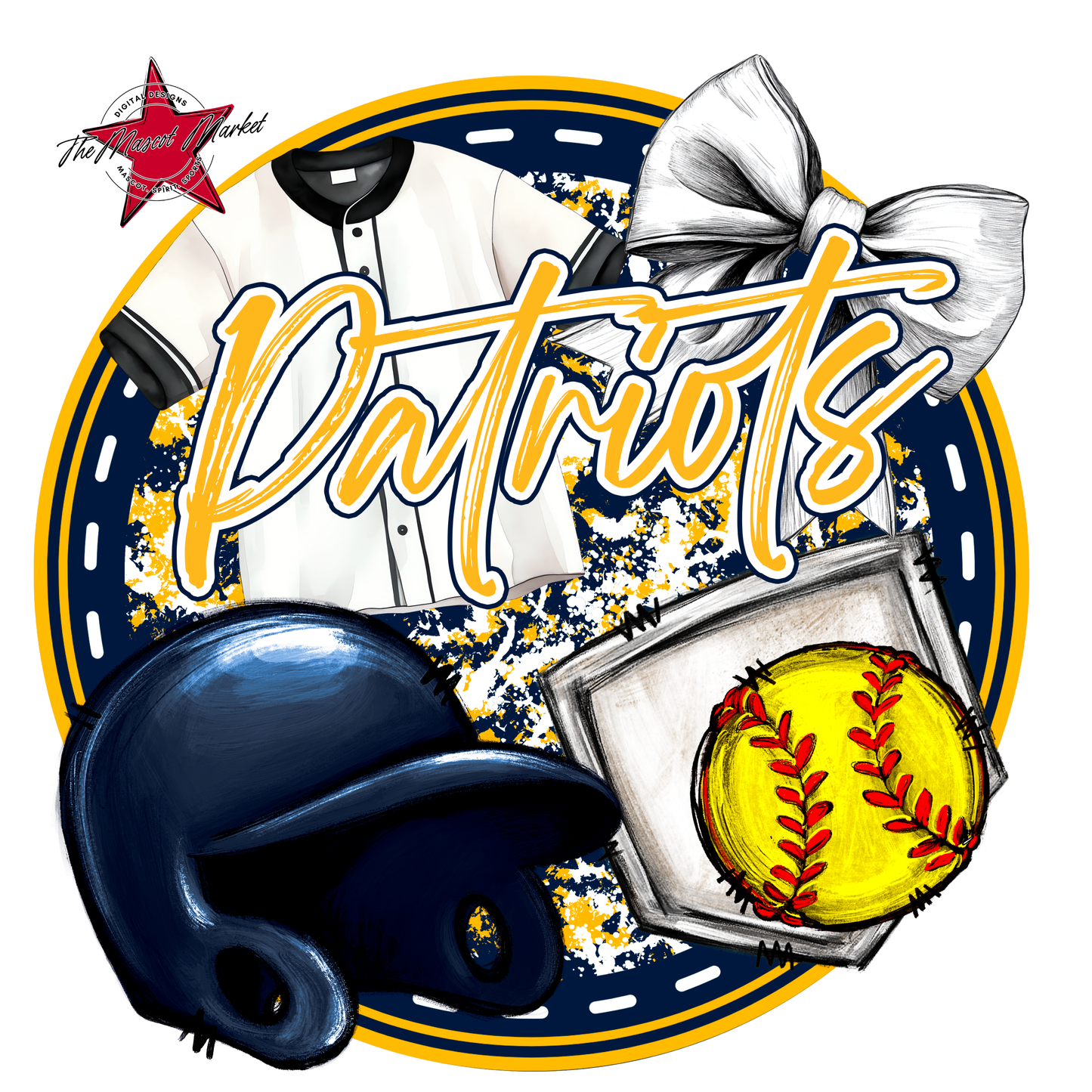 Patriots Circle Softball Design-Navy-Yellow