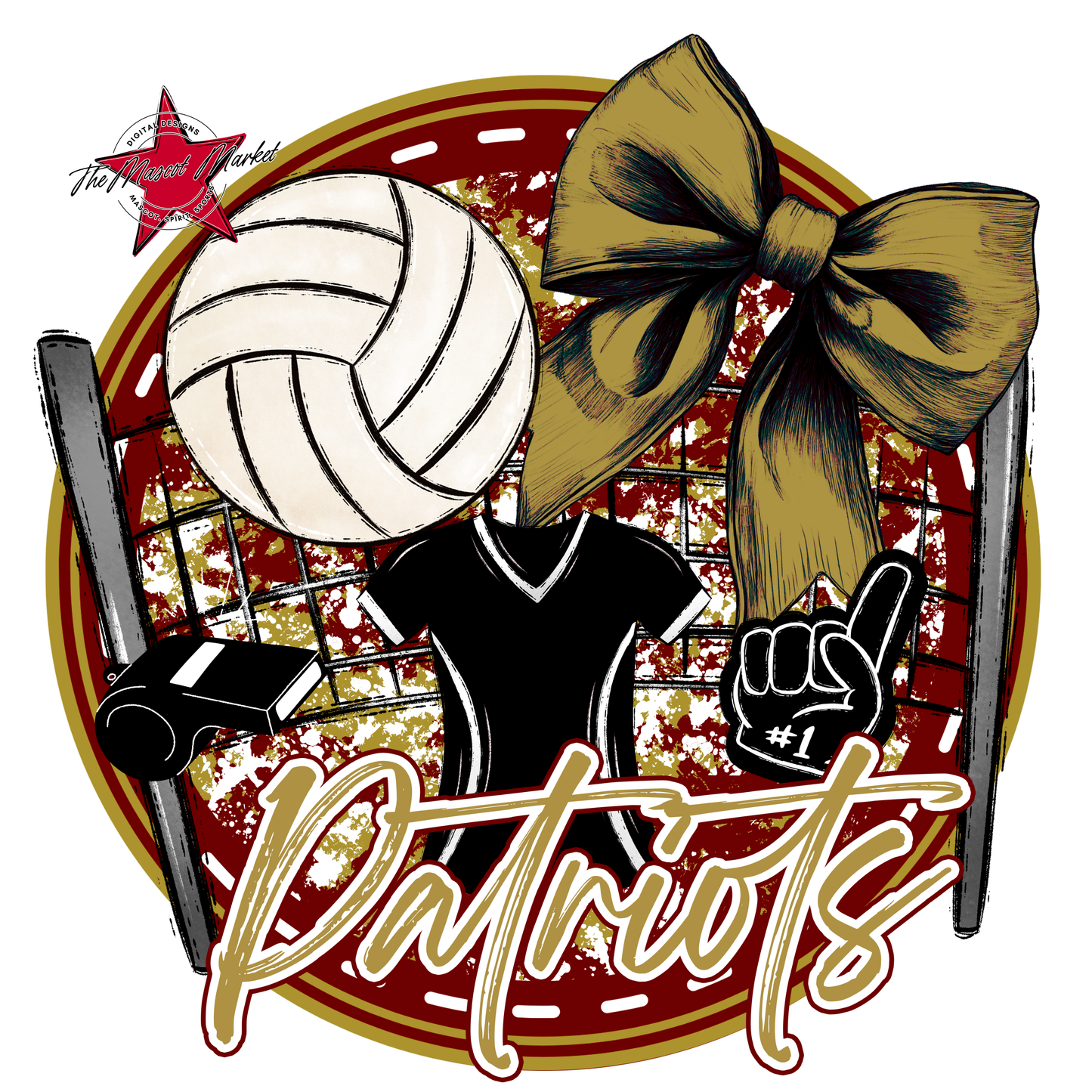 Patriots Circle Volleyball Design-Maroon