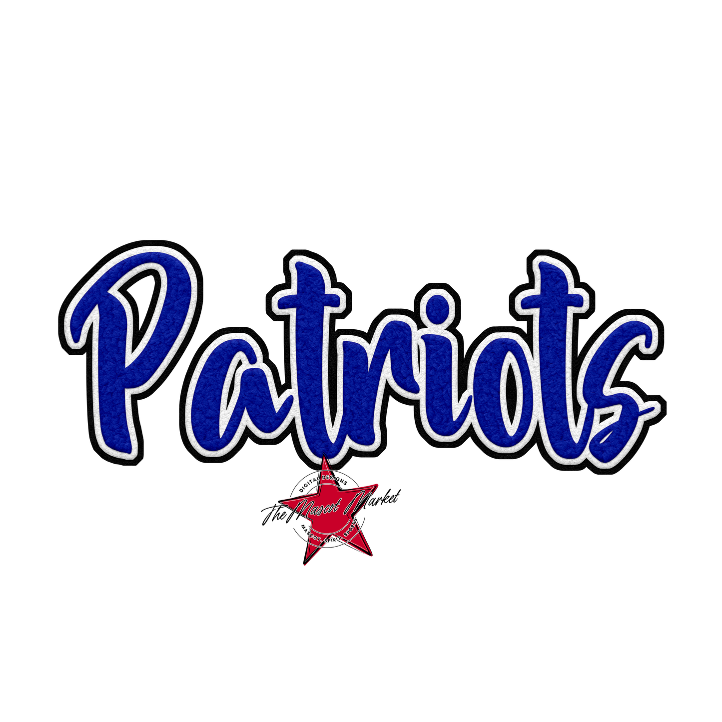 Patriots Faux Chenille Patch-Royal Blue