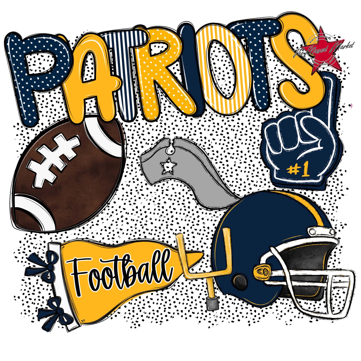 Patriots Football Spirit-Navy & Yellow