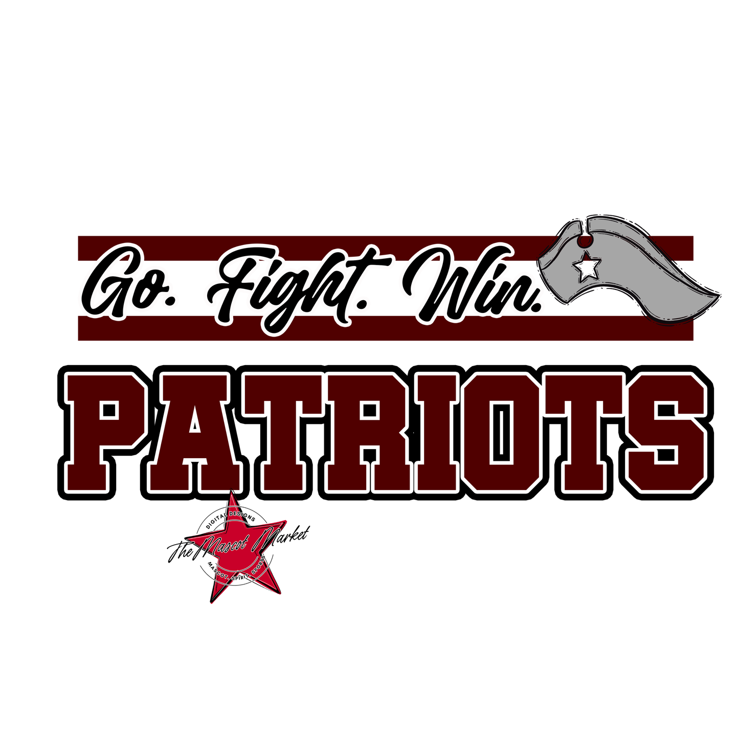Patriots Go Fight Win Mascot Lines-Maroon
