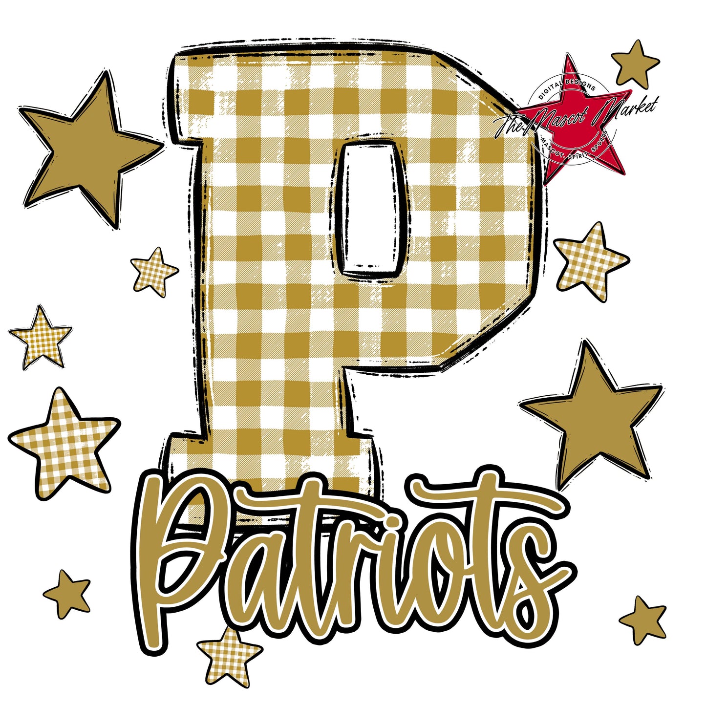 Patriots Plaid Star Design-Gold
