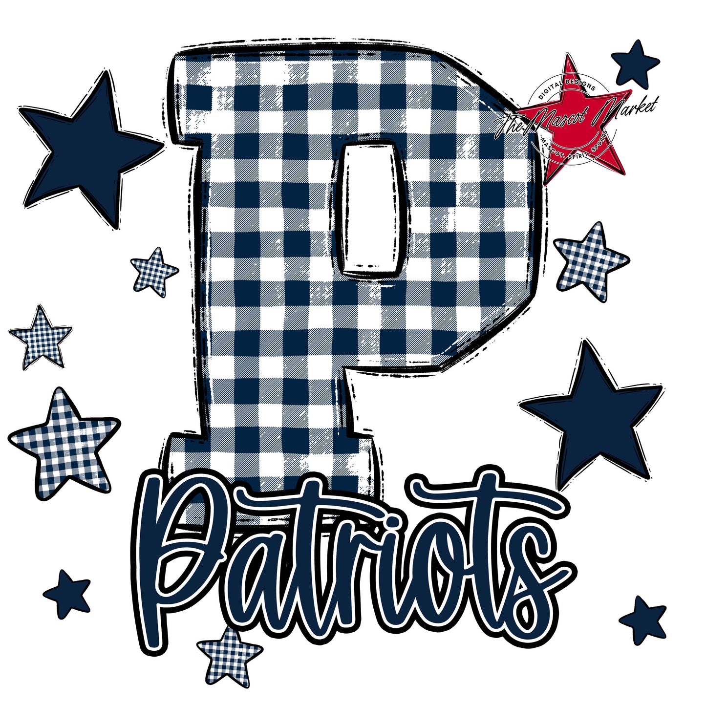 Patriots Plaid Star Design-Navy