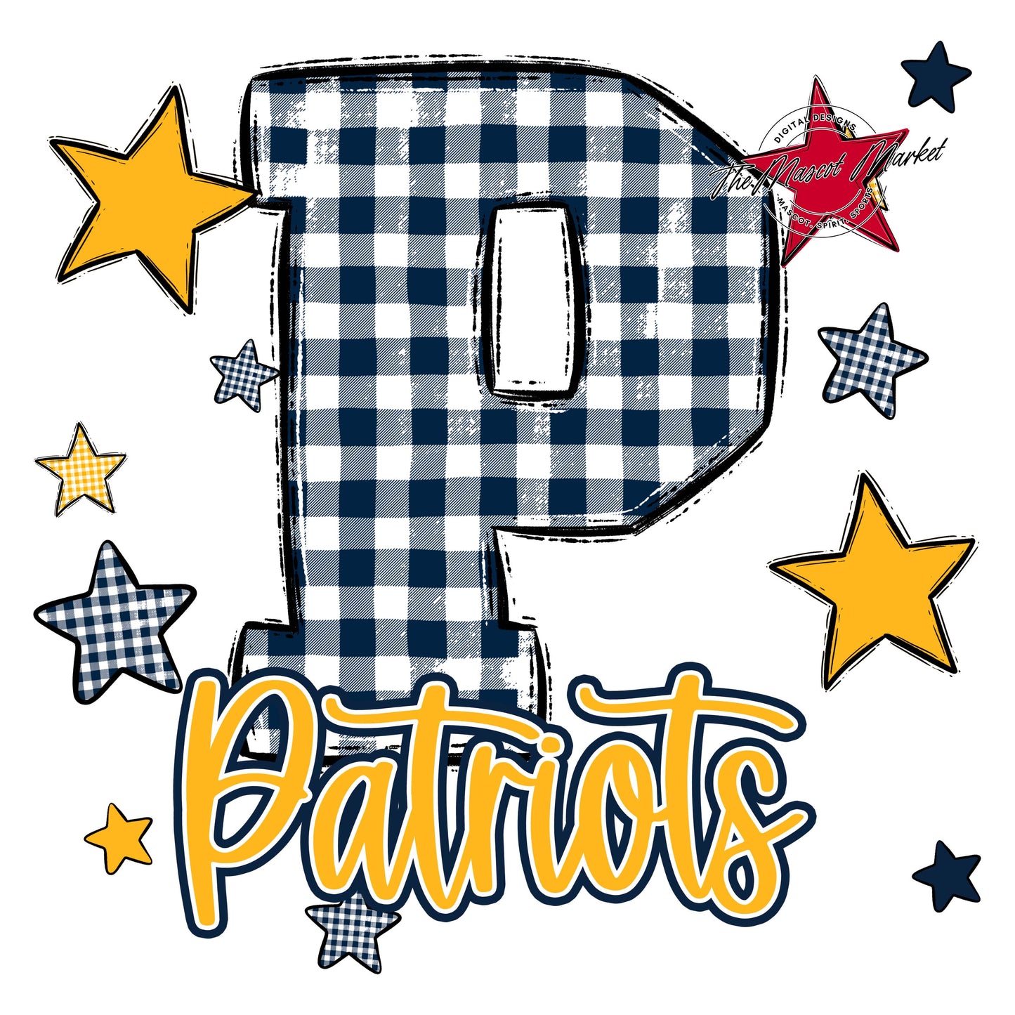 Patriots Plaid Star Design-Navy & Yellow