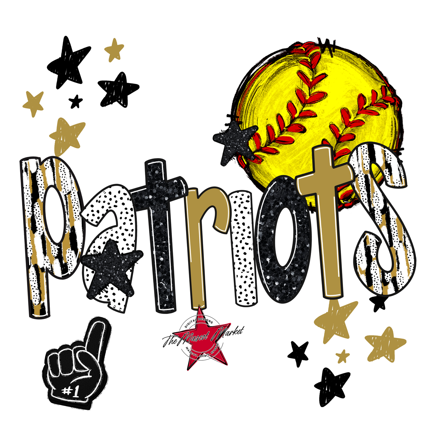 Patriots Softball Scrape-Gold
