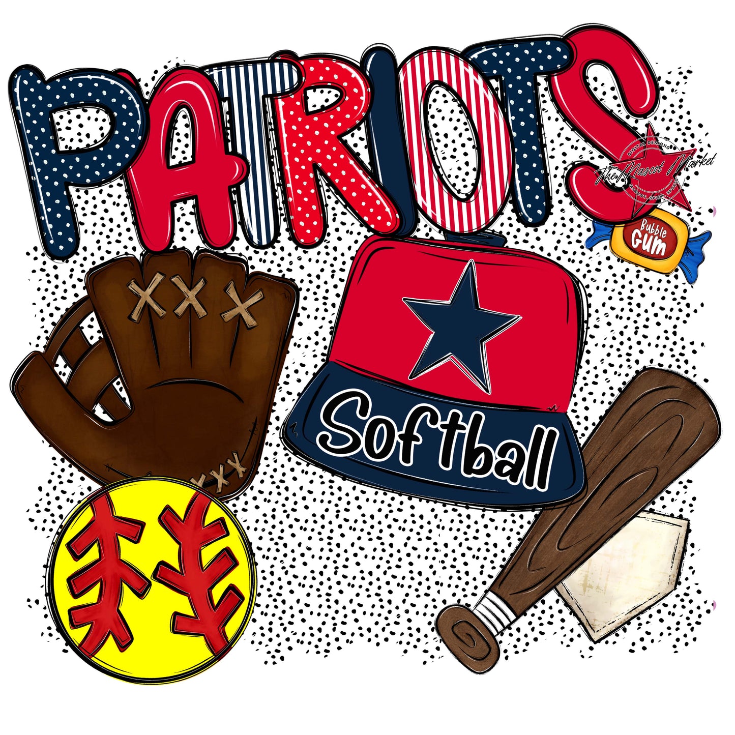 Patriots Softball Spirit-Navy & Red