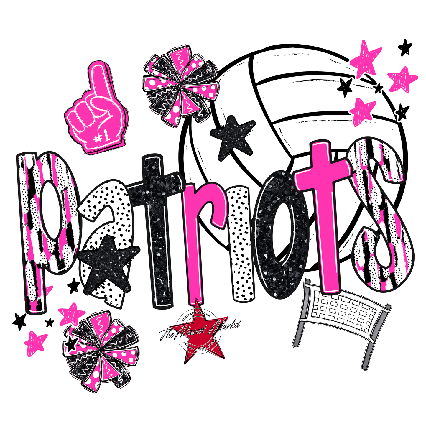 Patriots Volleyball Scrape-Pink