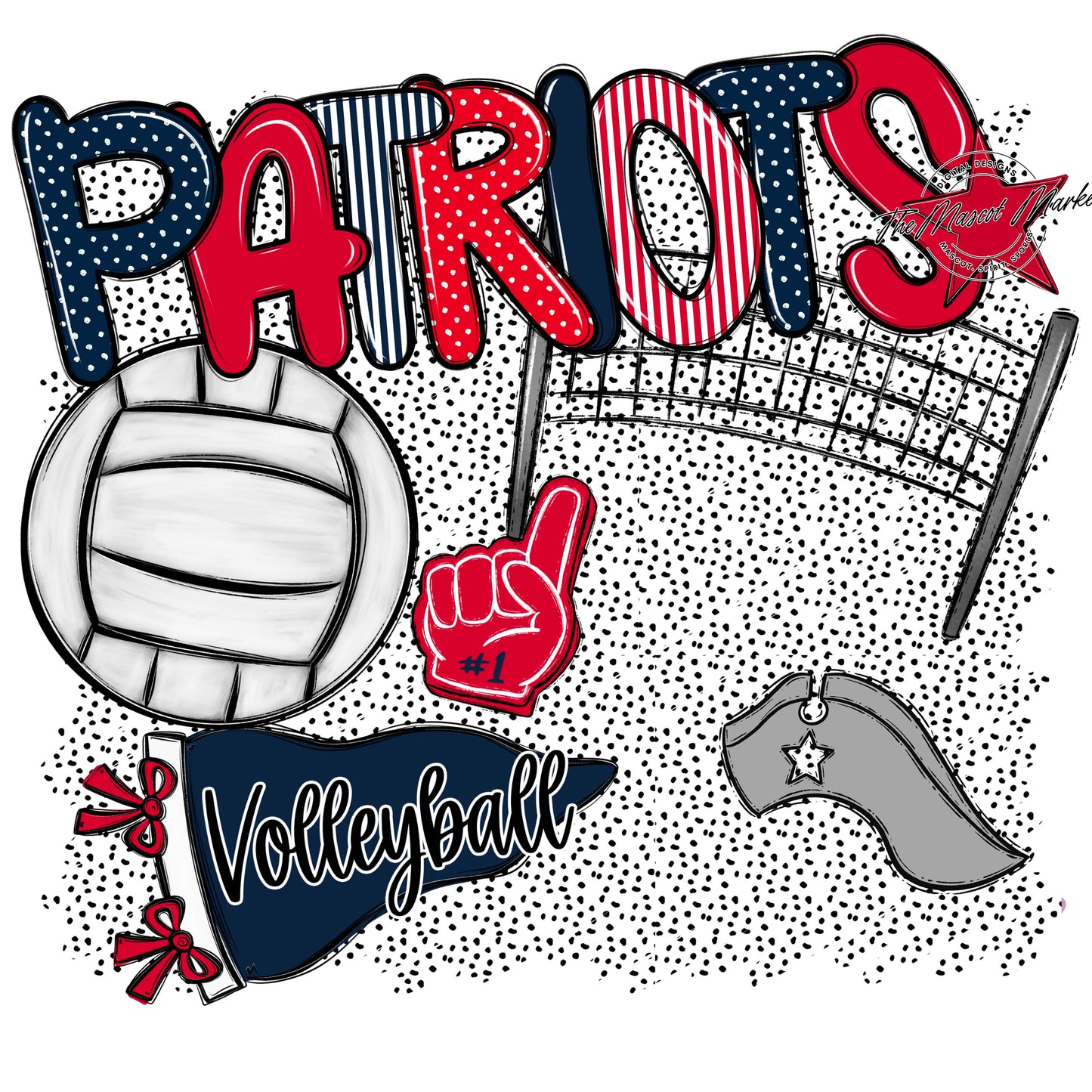 Patriots Volleyball Spirit-Navy & Red