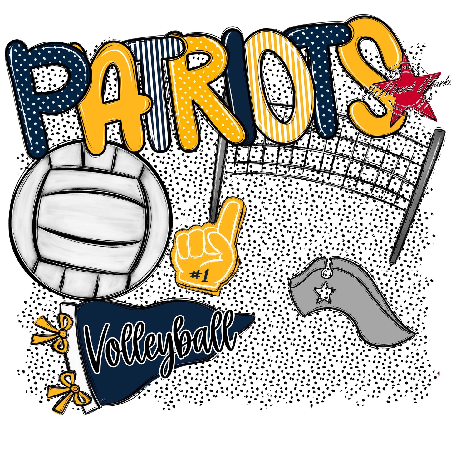 Patriots Volleyball Spirit-Navy & Yellow